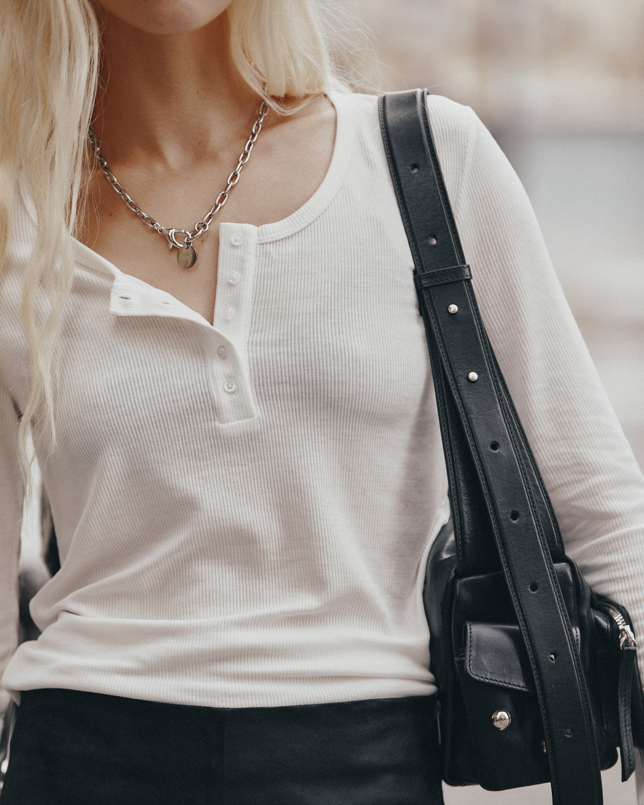 The White Buttoned Ribbed Longsleeve