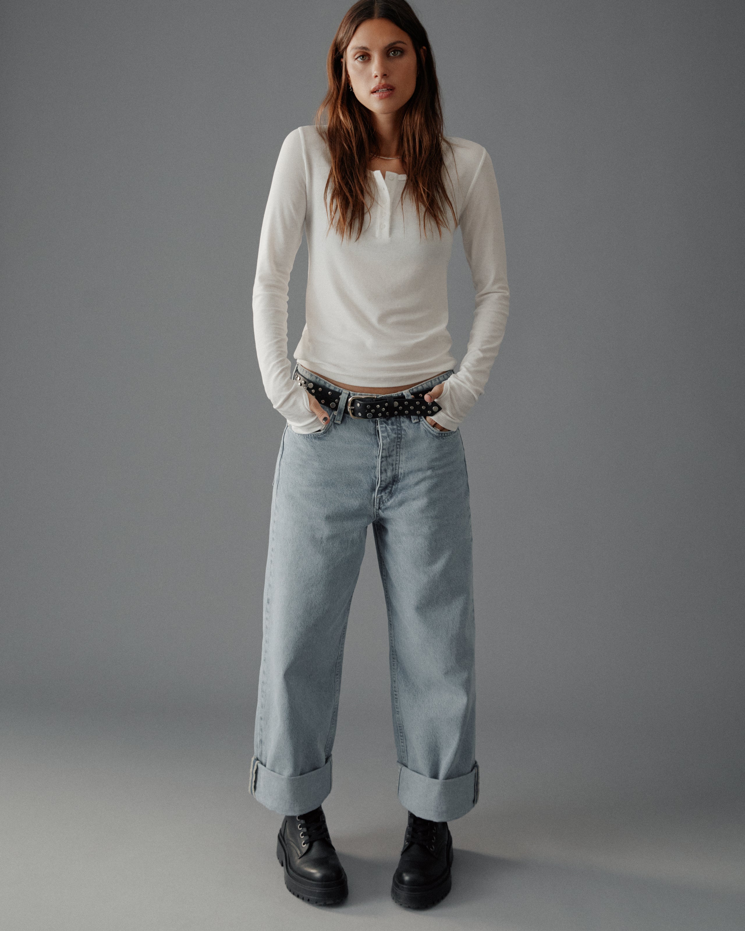 The White Buttoned Ribbed Longsleeve