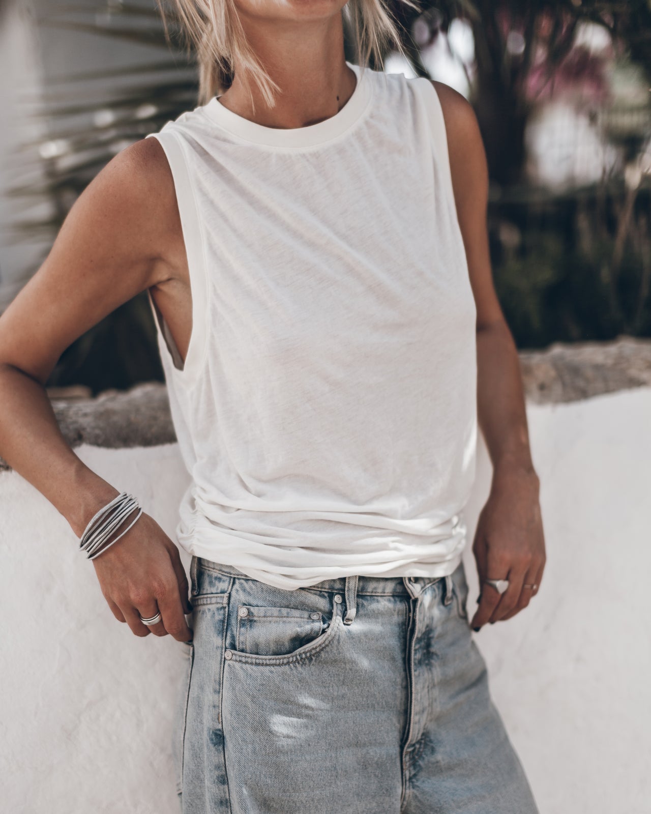 The White Draped Tank Top