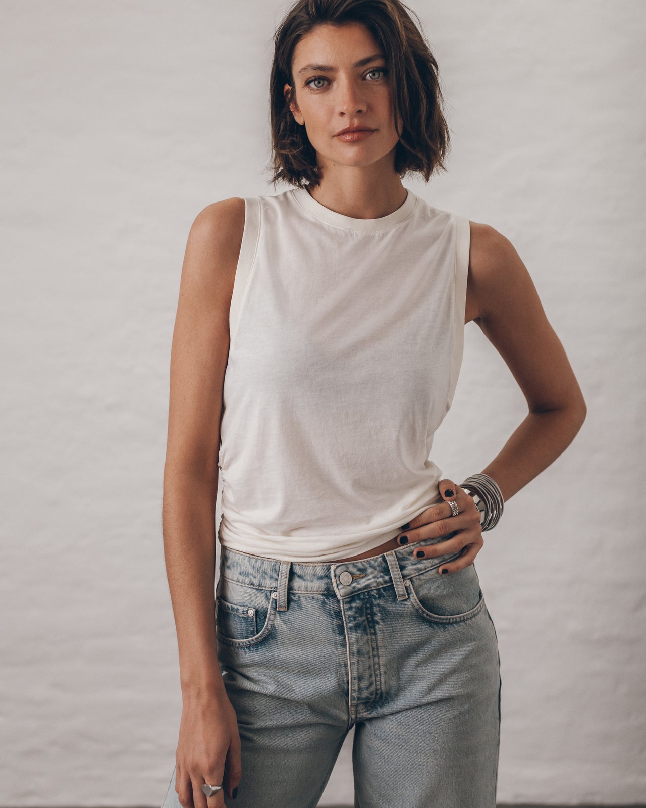 The White Draped Tank Top