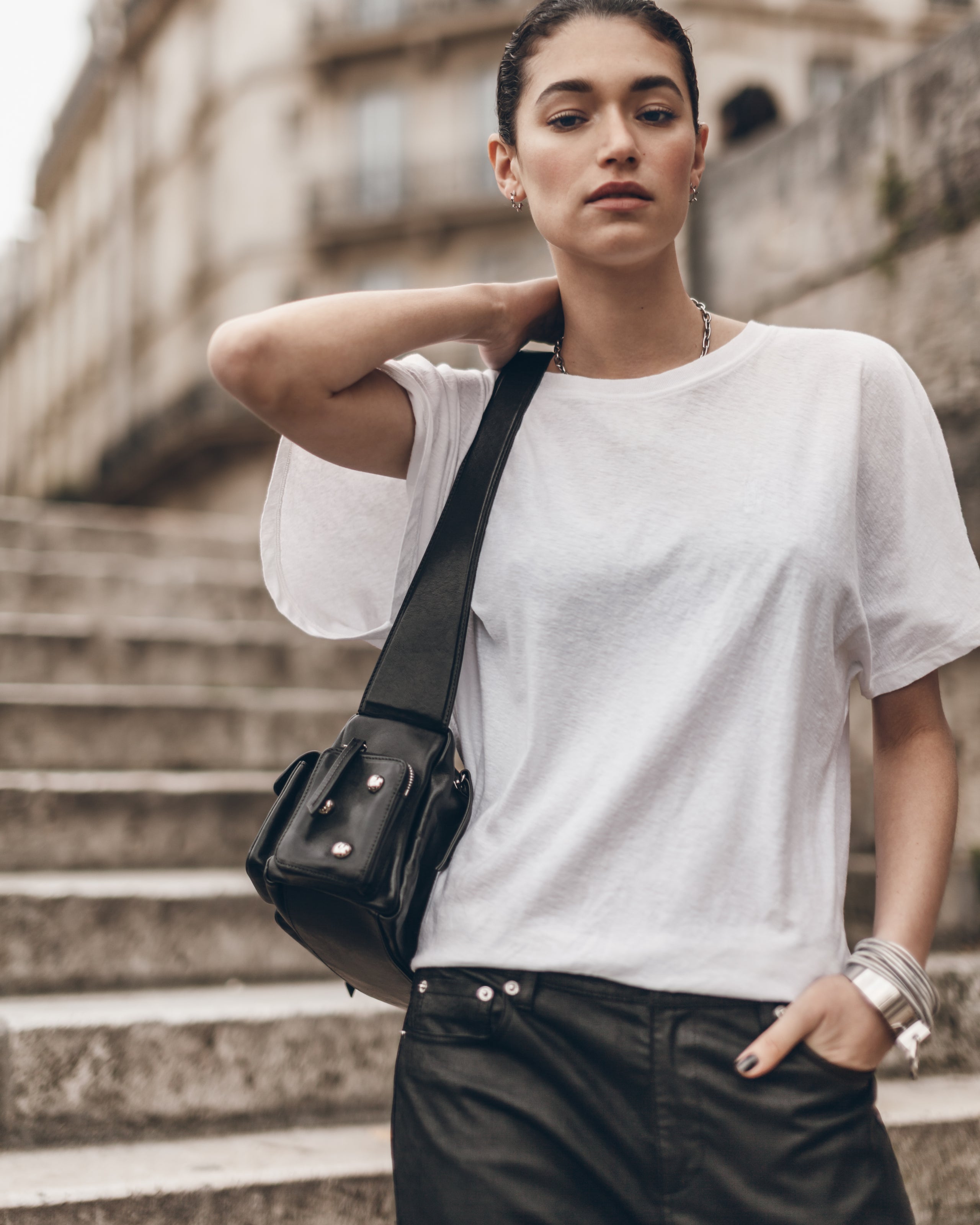 The White Embroidered Hemp Bat T-Shirt