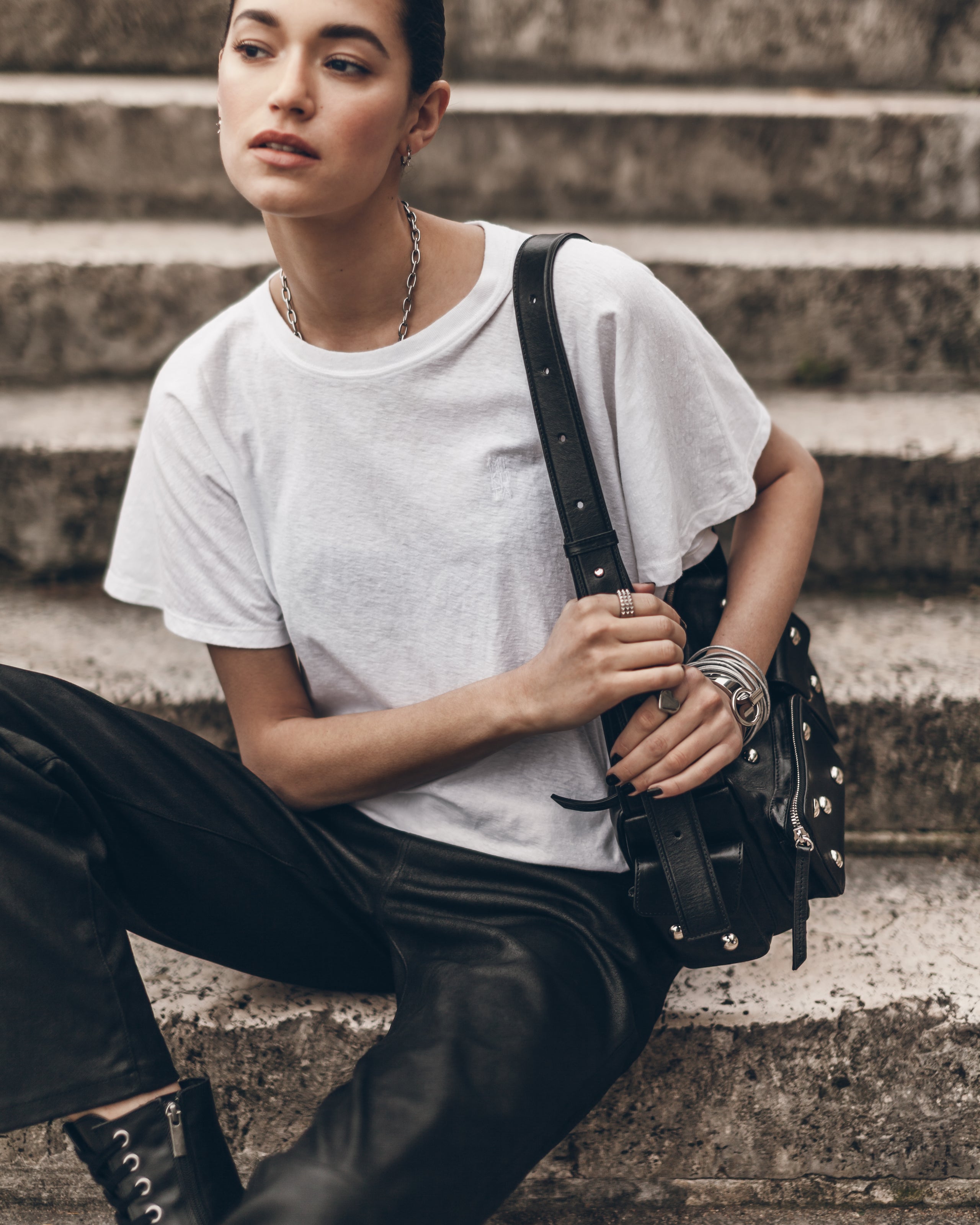 The White Embroidered Hemp Bat T-Shirt