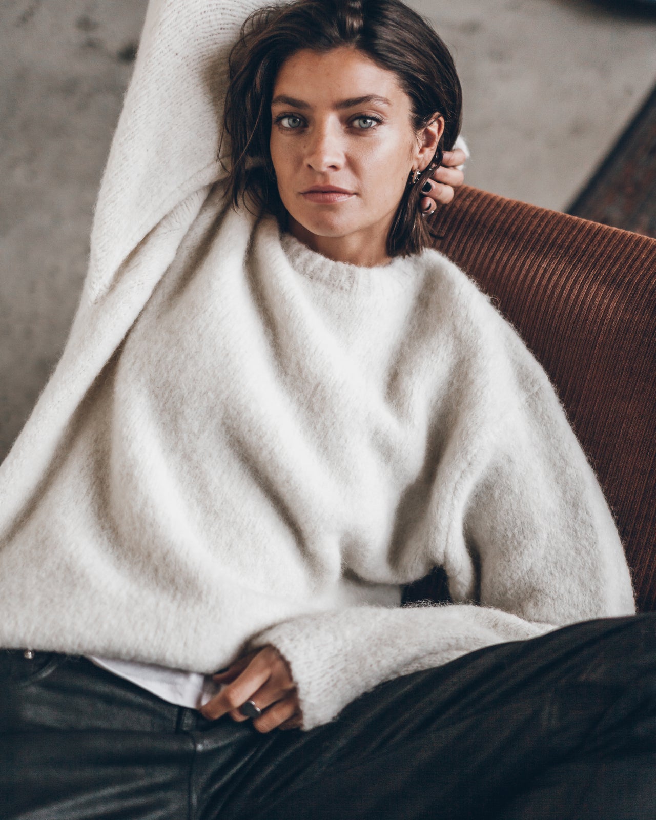 The Ecru Fluffy Alpaca Knit Sweater