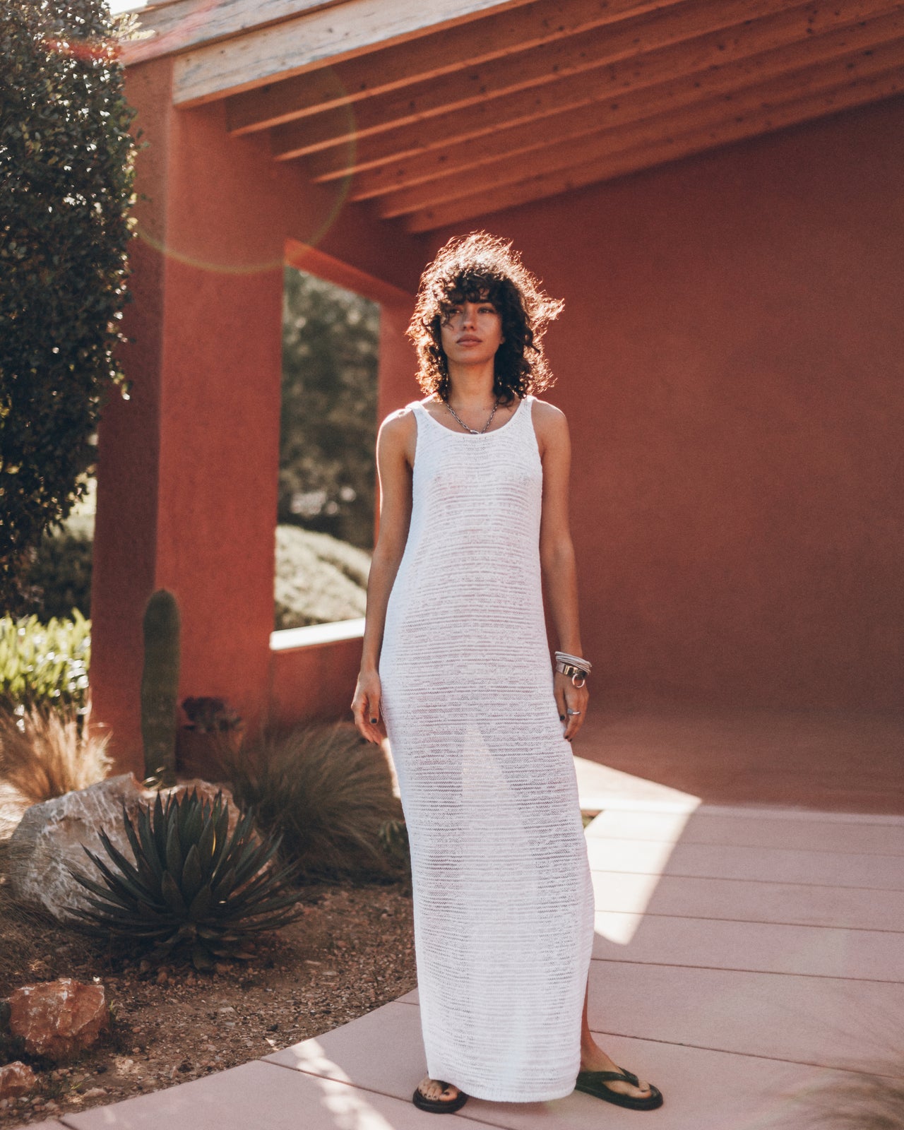 The White Long Knitted Dress