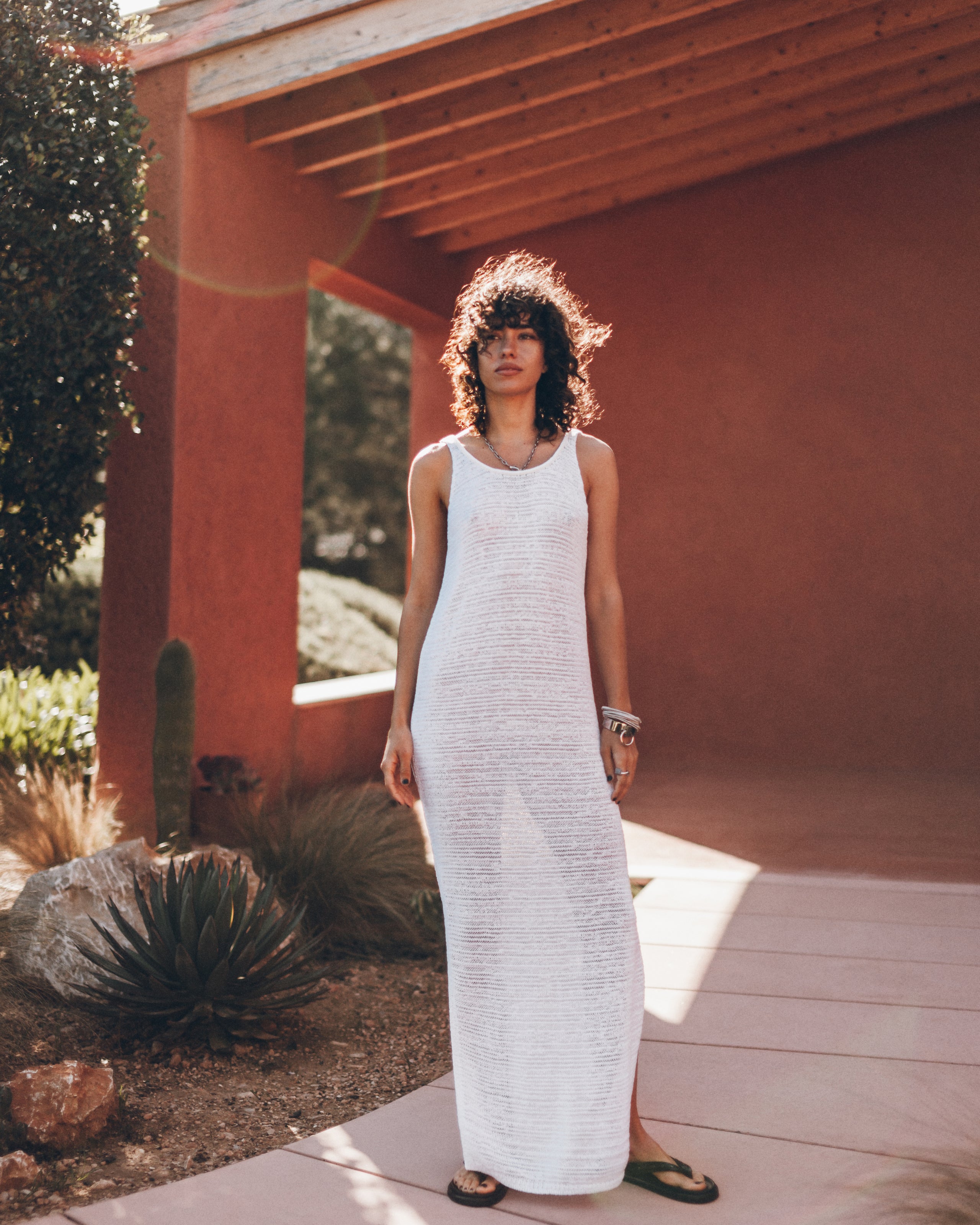 The White Long Knitted Dress