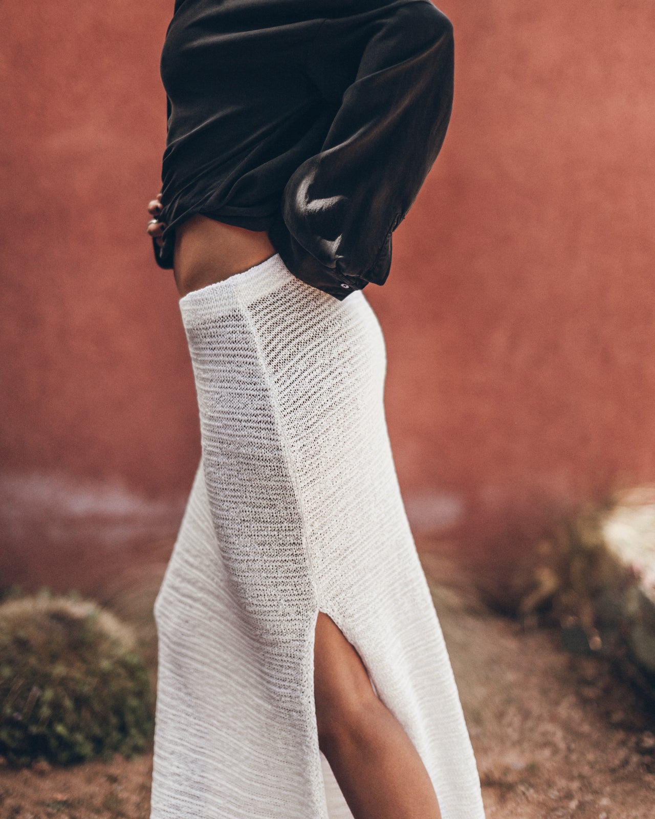 The White Long Knitted Skirt