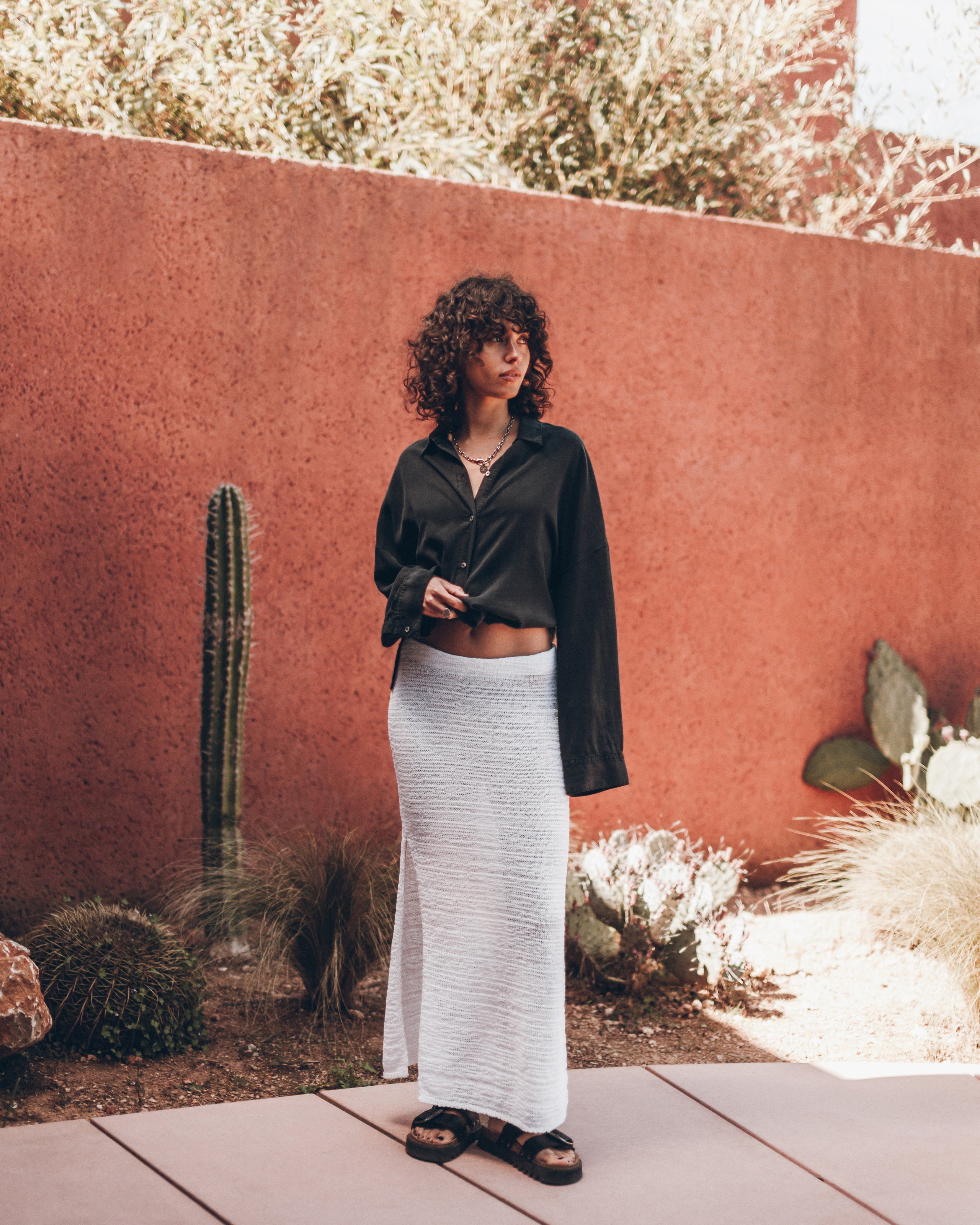 The White Long Knitted Skirt