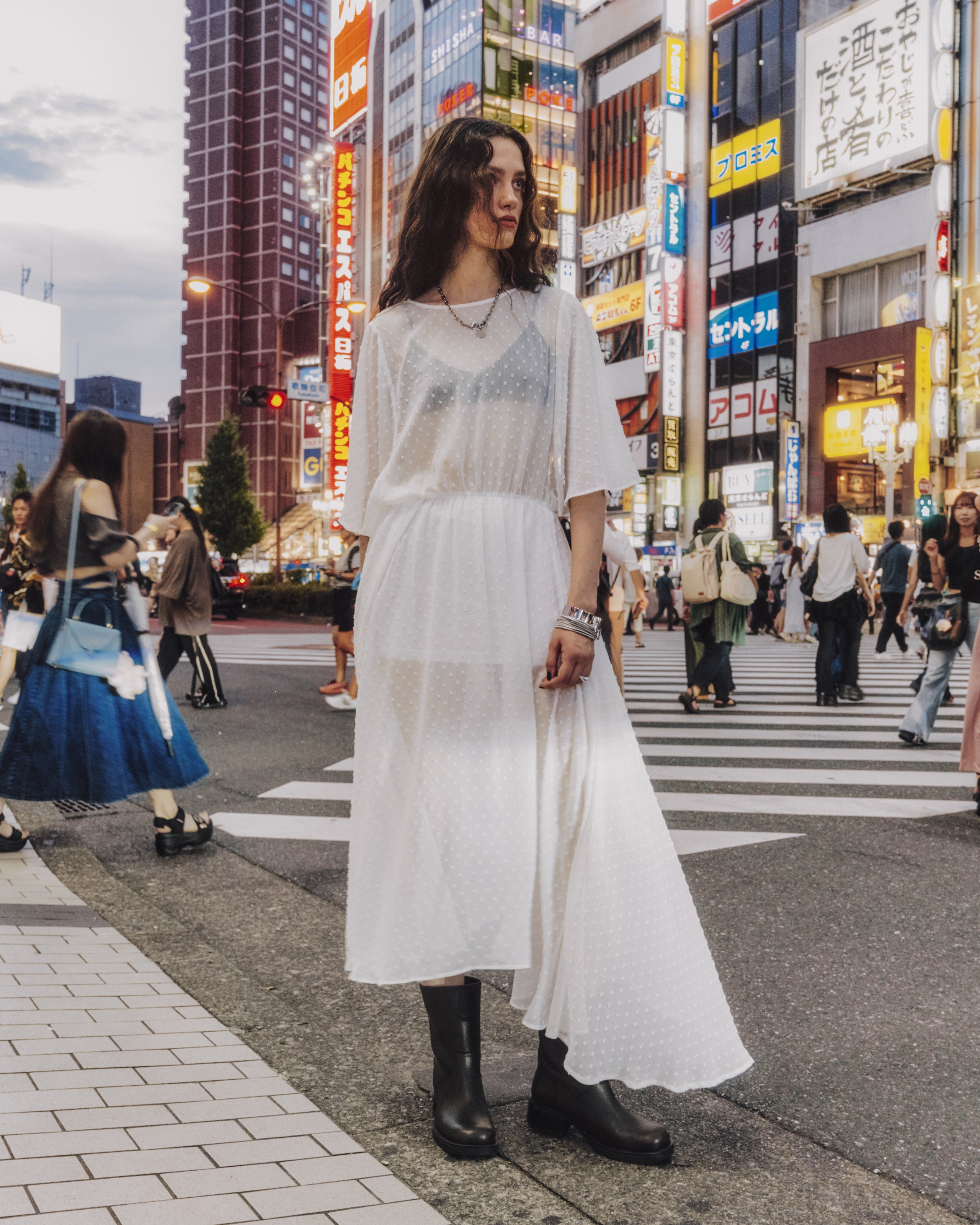The White Long Ruffle Dress
