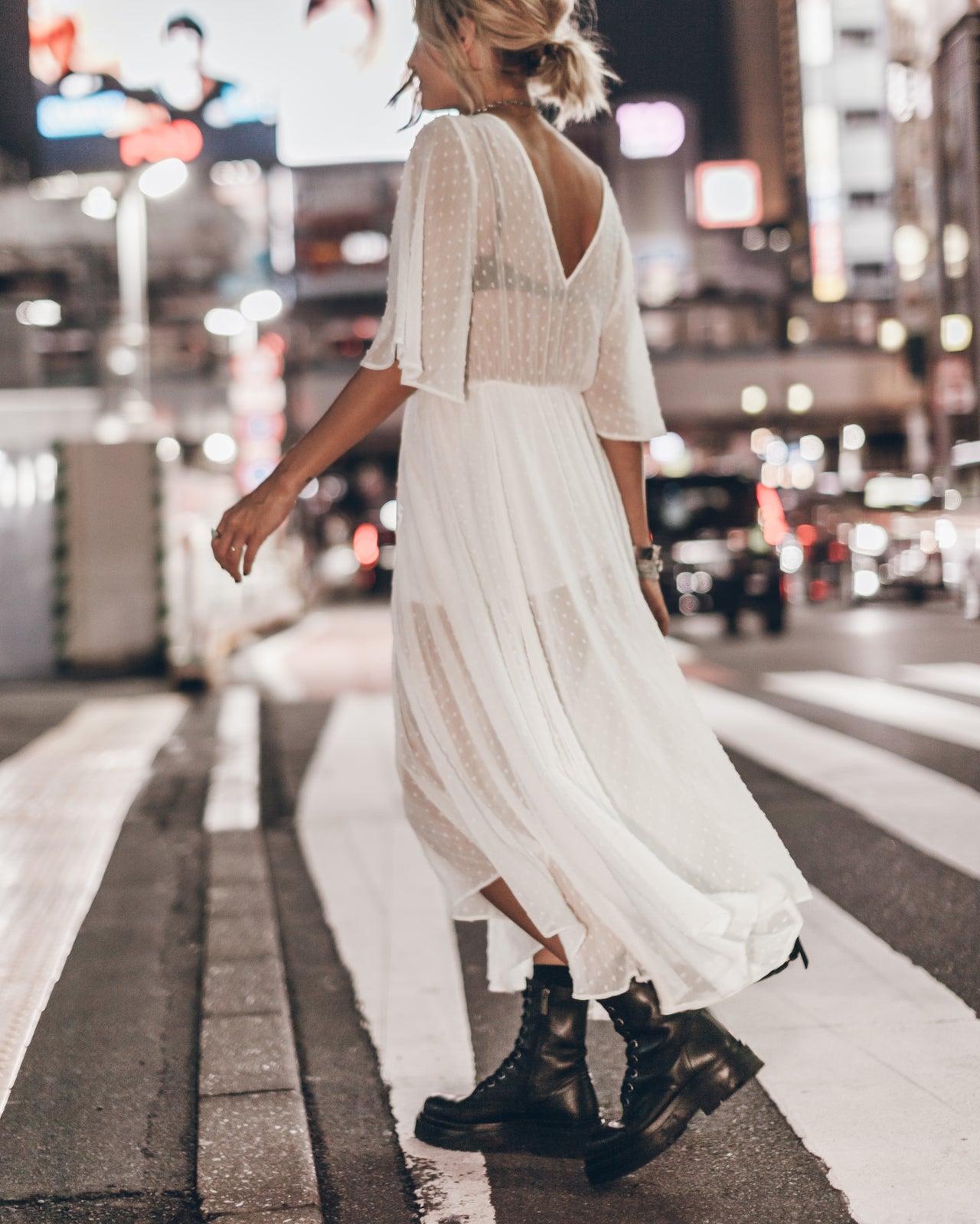The White Long Ruffle Dress
