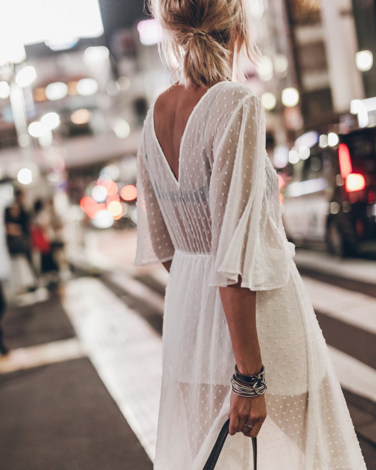 The White Long Ruffle Dress