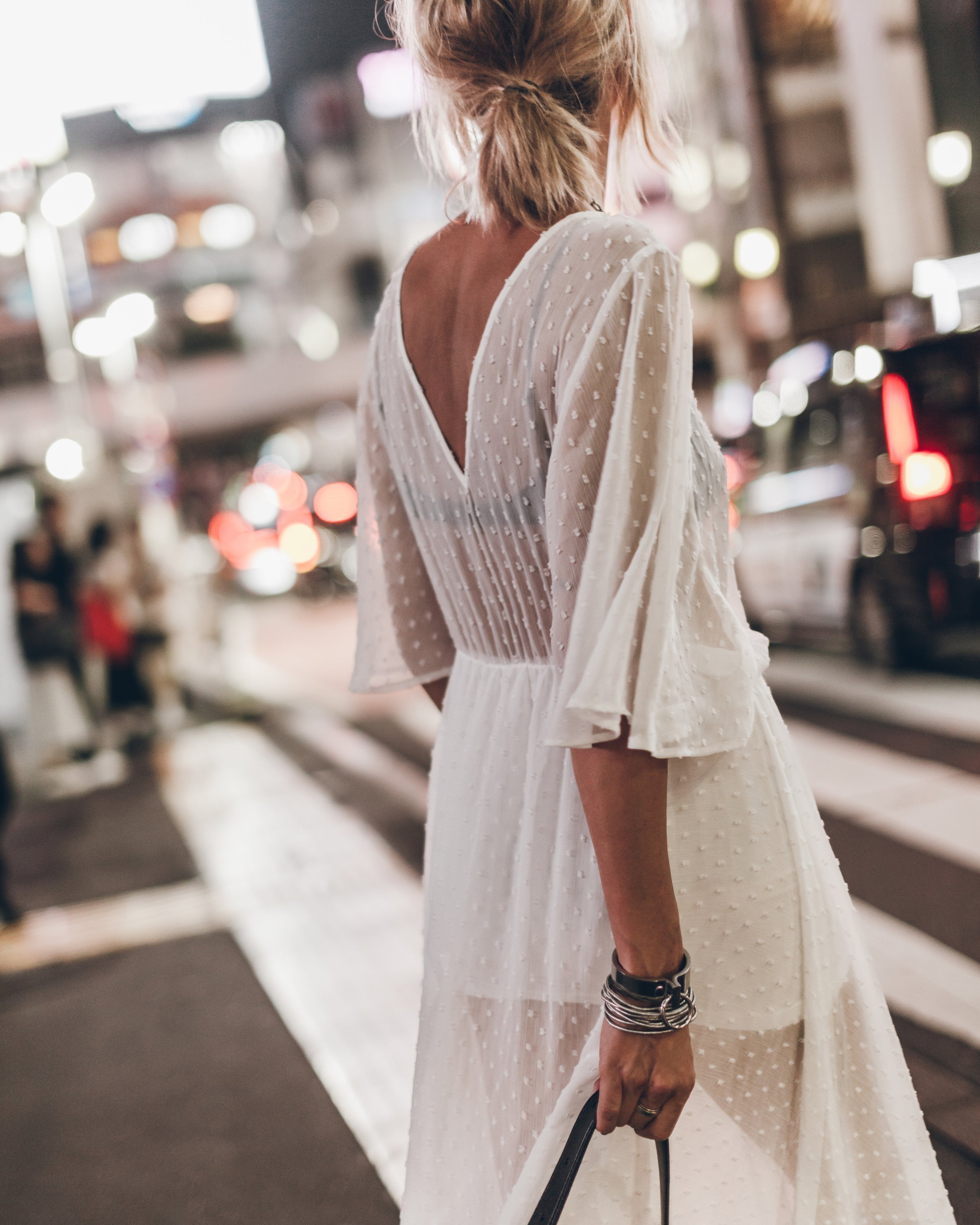 The White Long Ruffle Dress