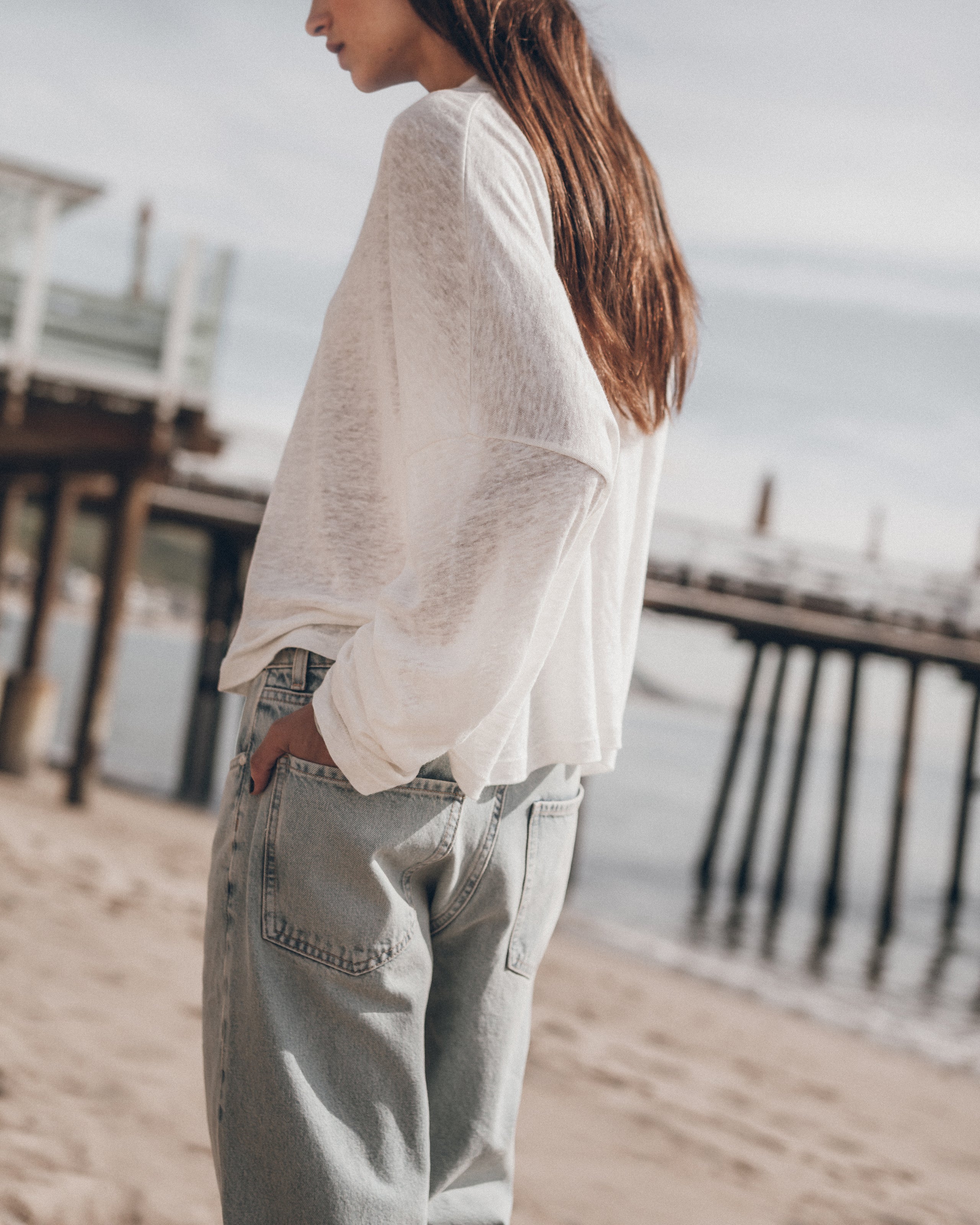 The White Loose Linen Longsleeve