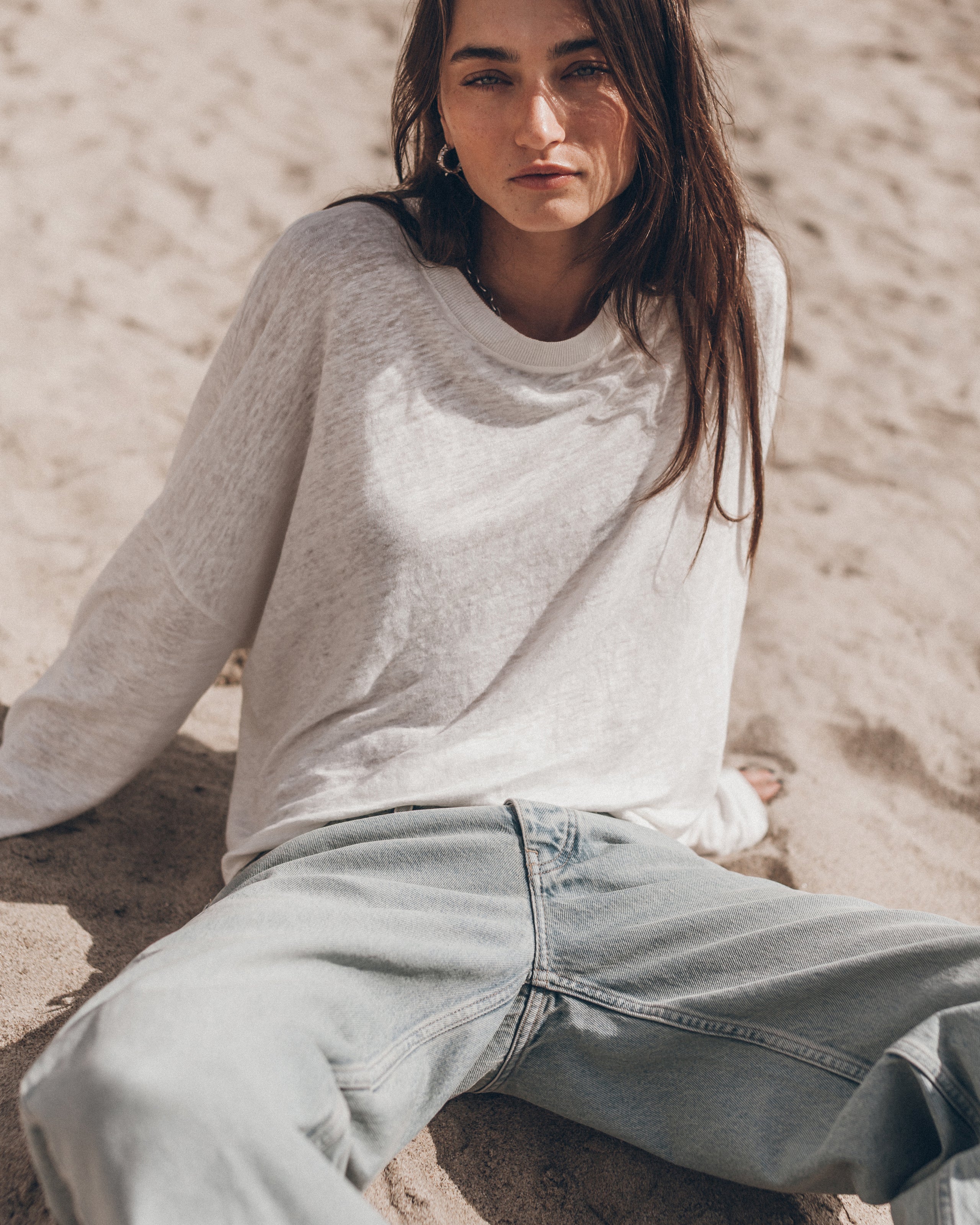 The White Loose Linen Longsleeve