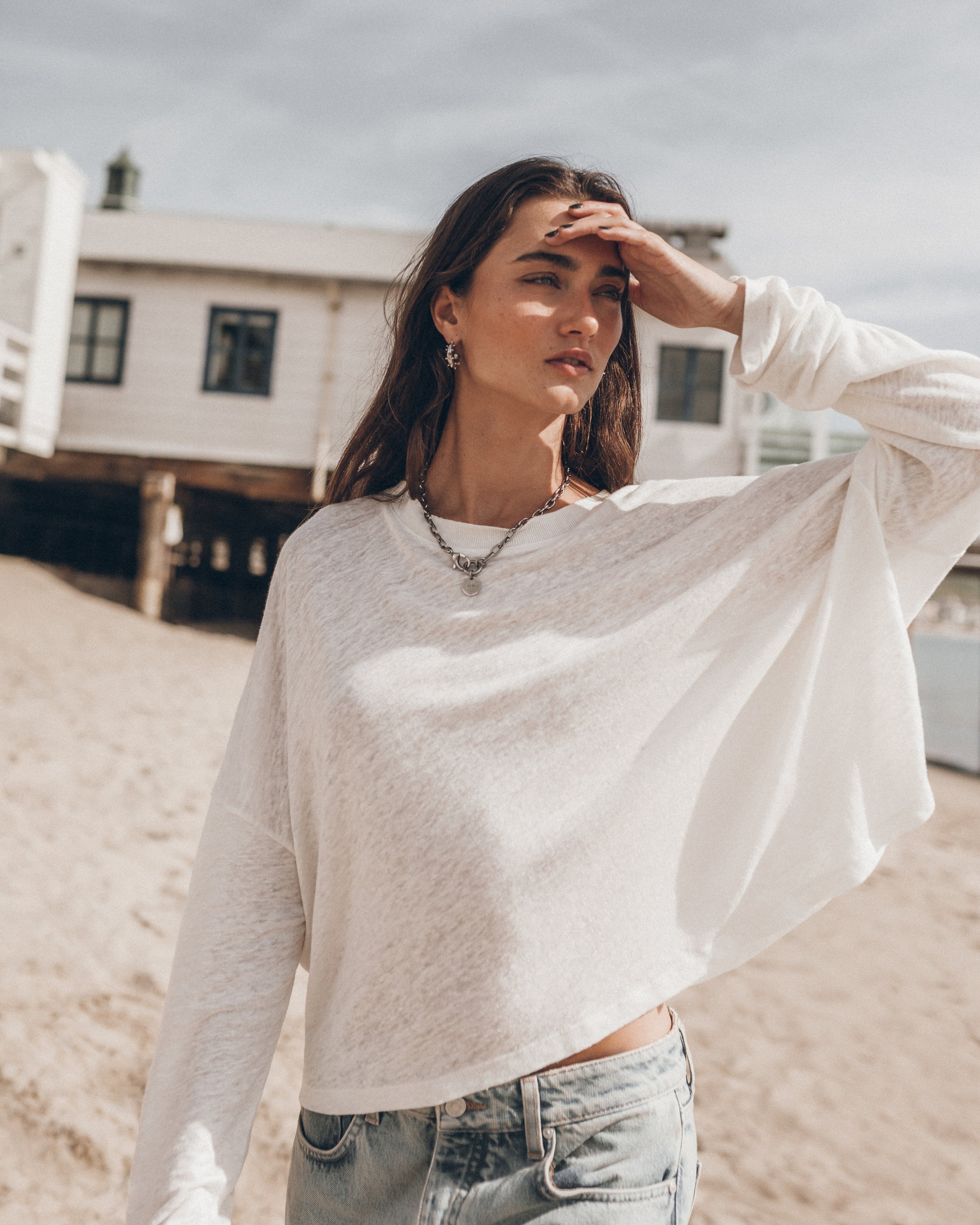 The White Loose Linen Longsleeve
