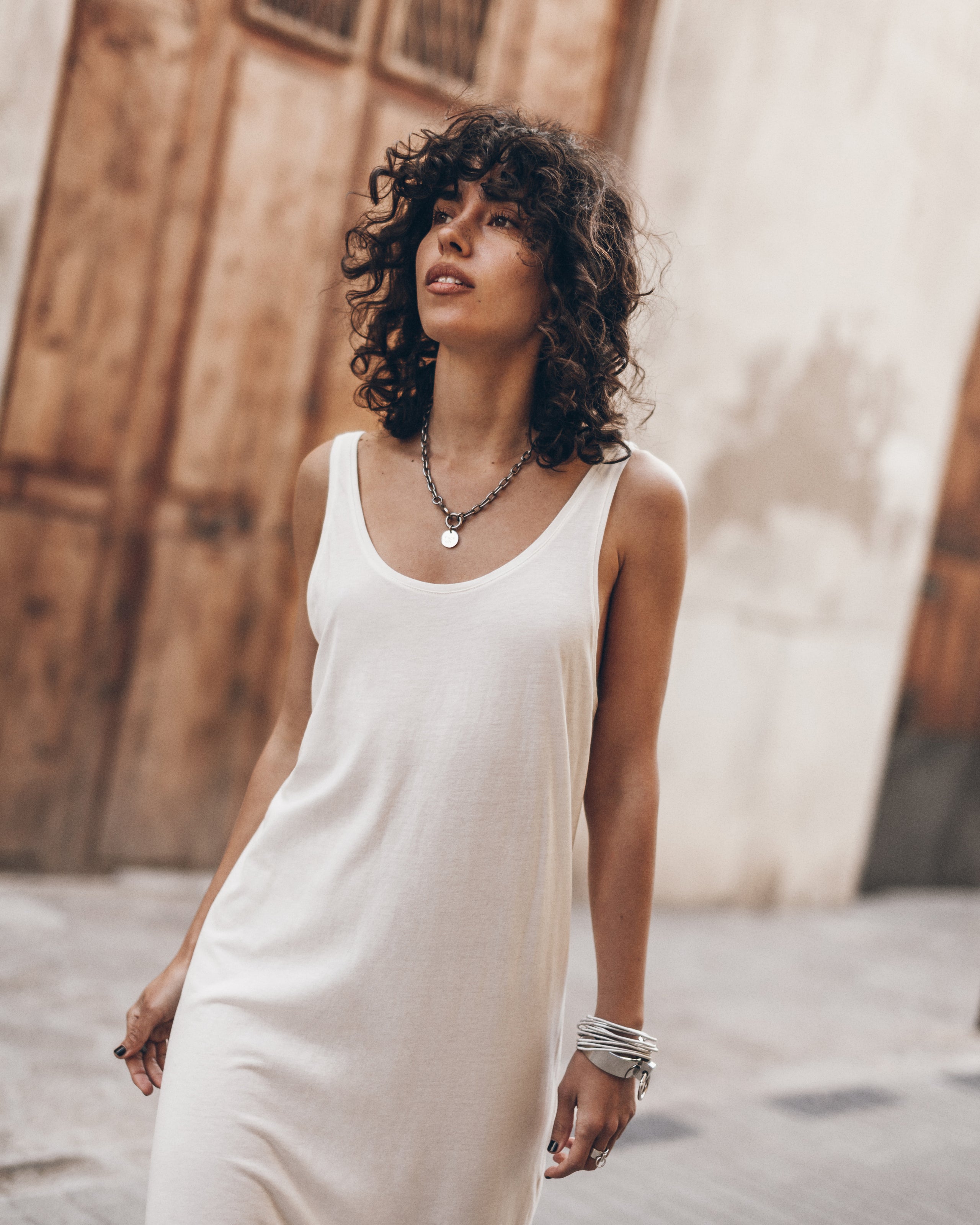 The White Low Back Base Tank Dress