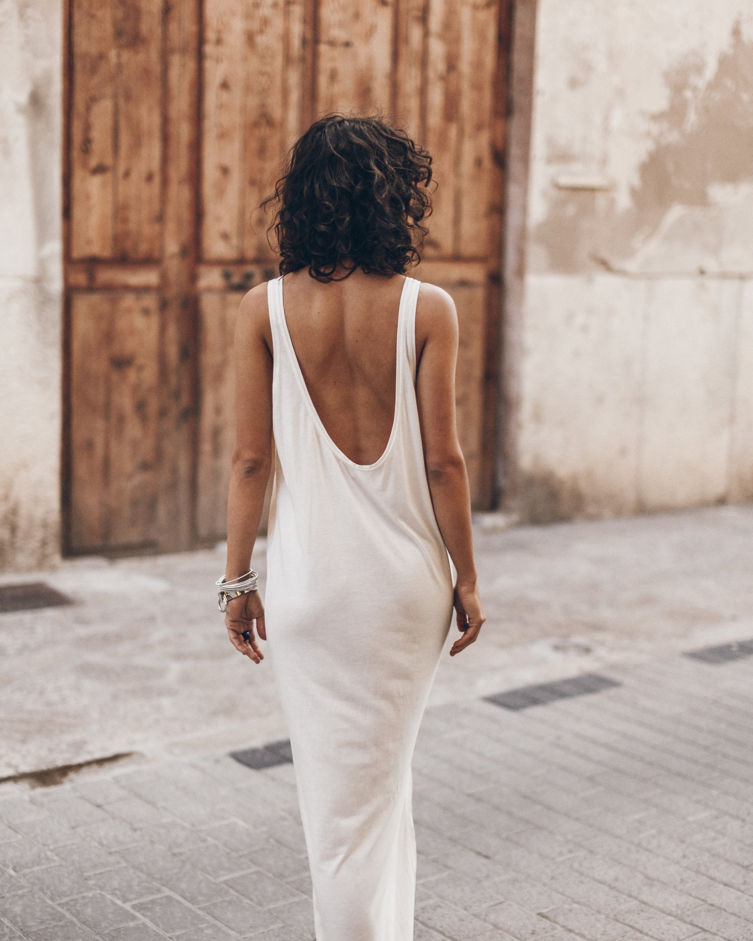 The White Low Back Base Tank Dress