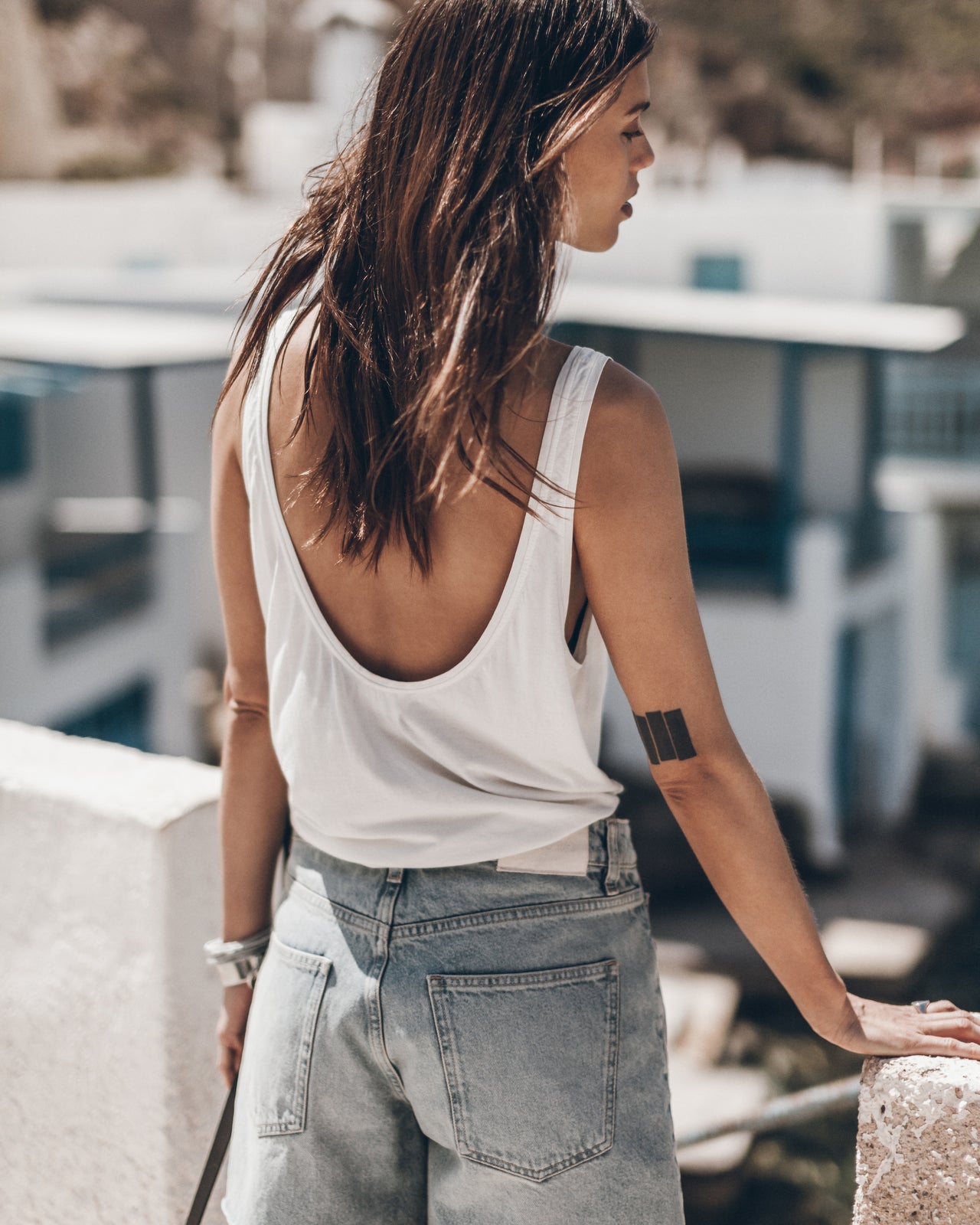 The White Low Back Base Tank Top