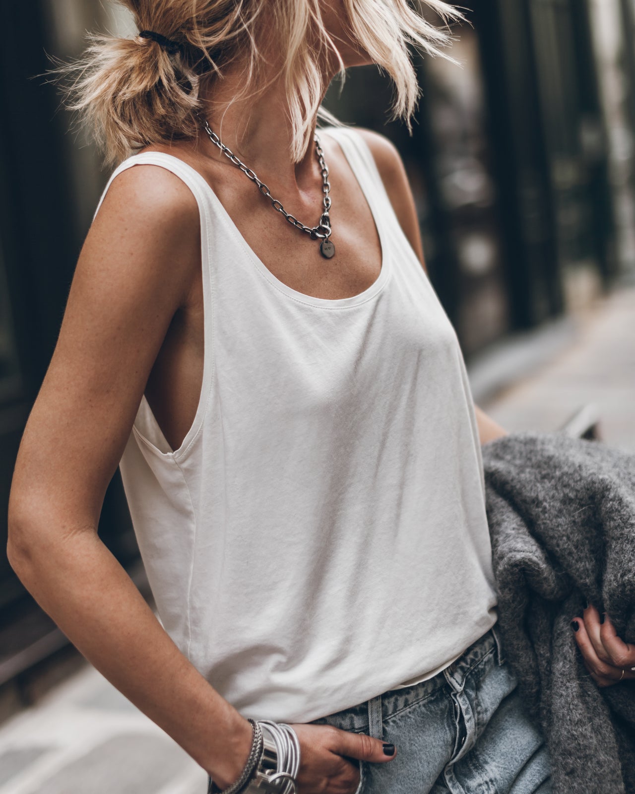 The White Low Back Base Tank Top
