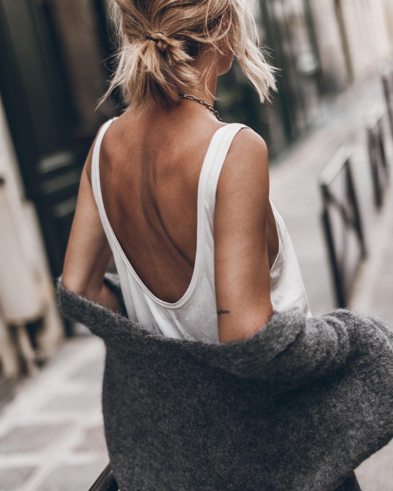 The White Low Back Base Tank Top