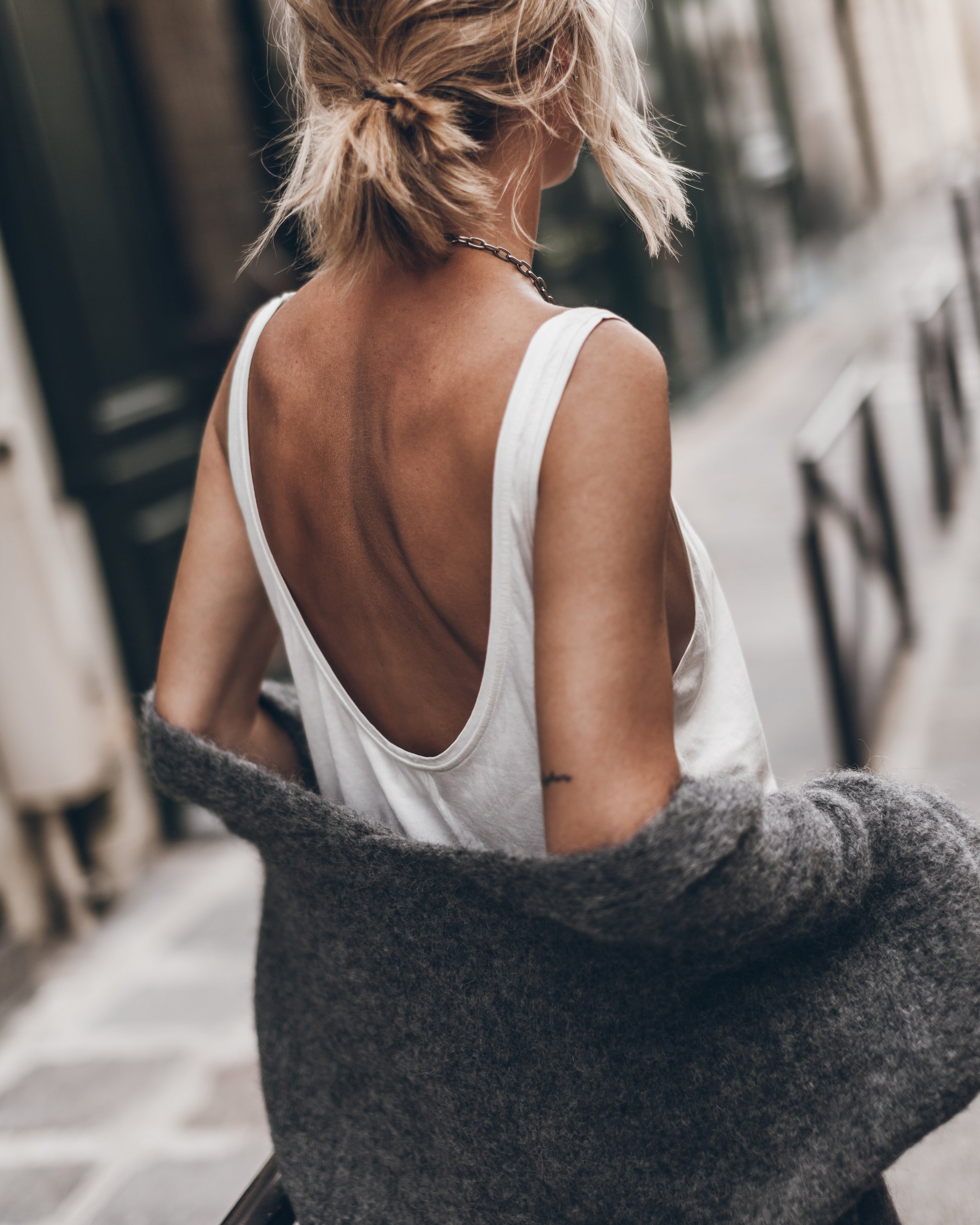 The White Low Back Base Tank Top