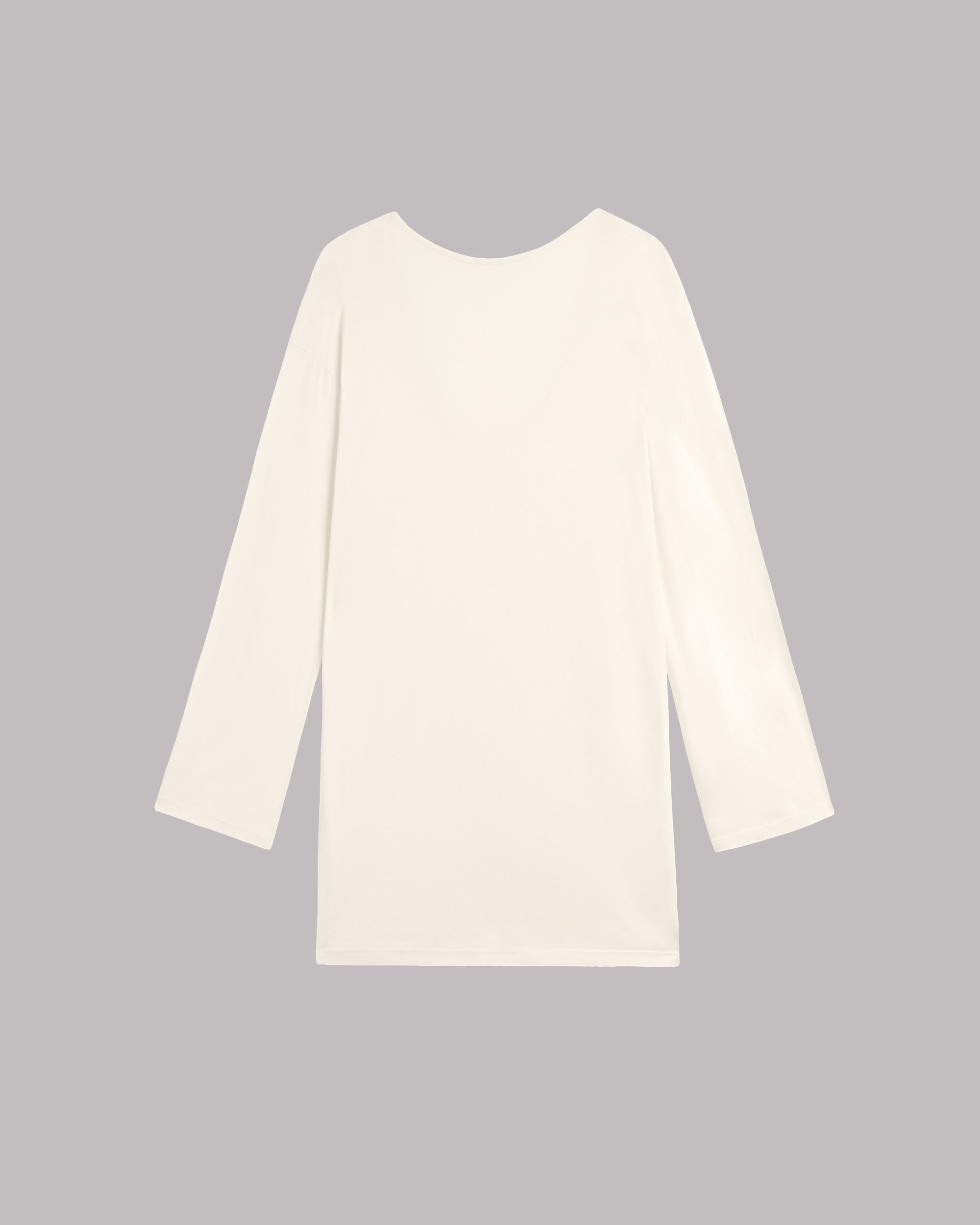 White long-sleeve dress on a gray background