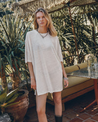 The White Short Loose Linen T-Shirt Dress
