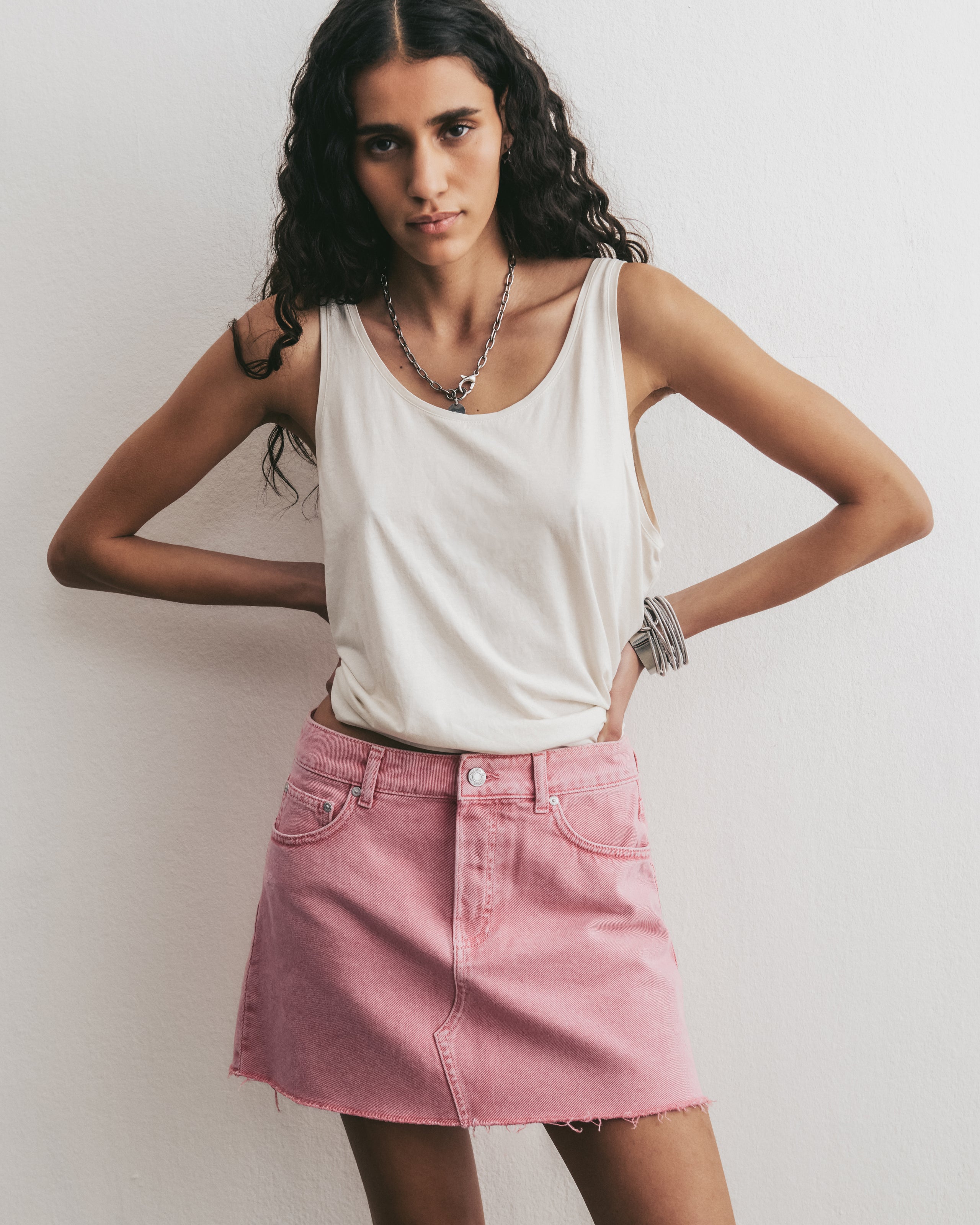 The Pink Denim Skirt