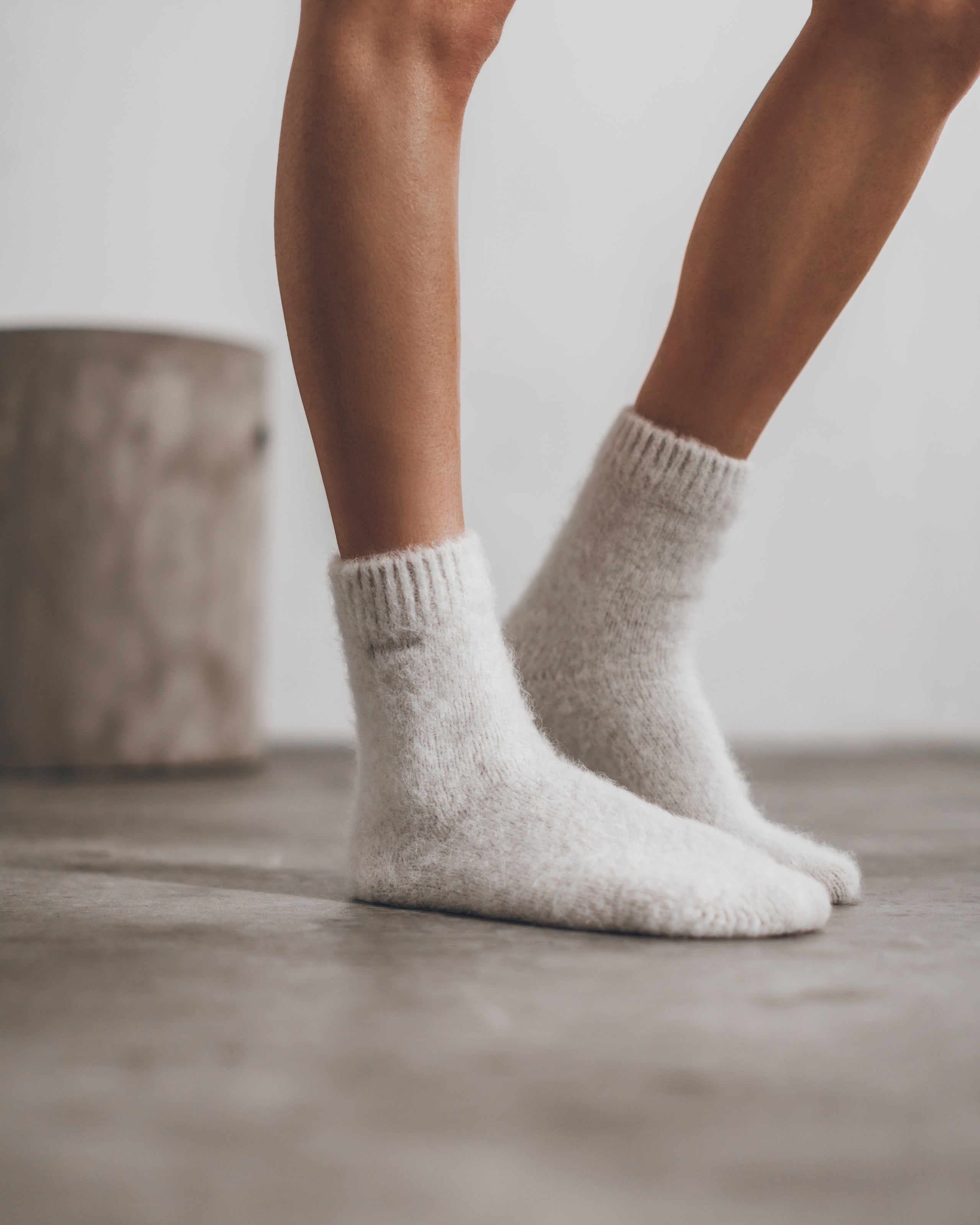 The White Fluffy Alpaca Knit Socks