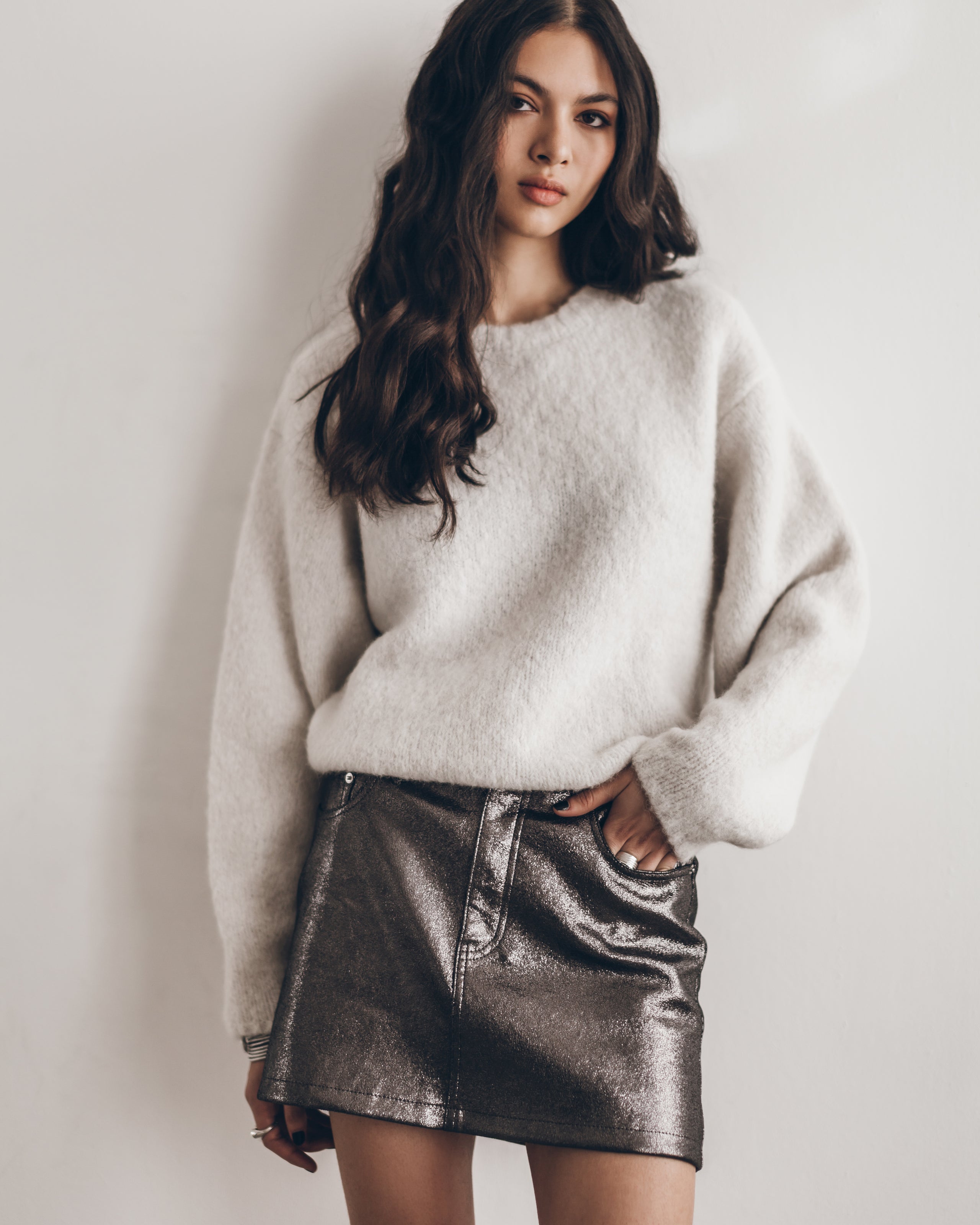 The White Fluffy Alpaca Knit Sweater