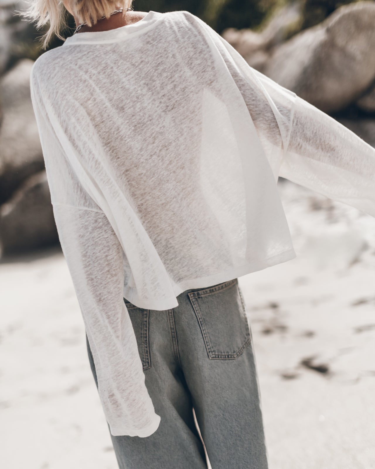 The White Loose Linen Longsleeve