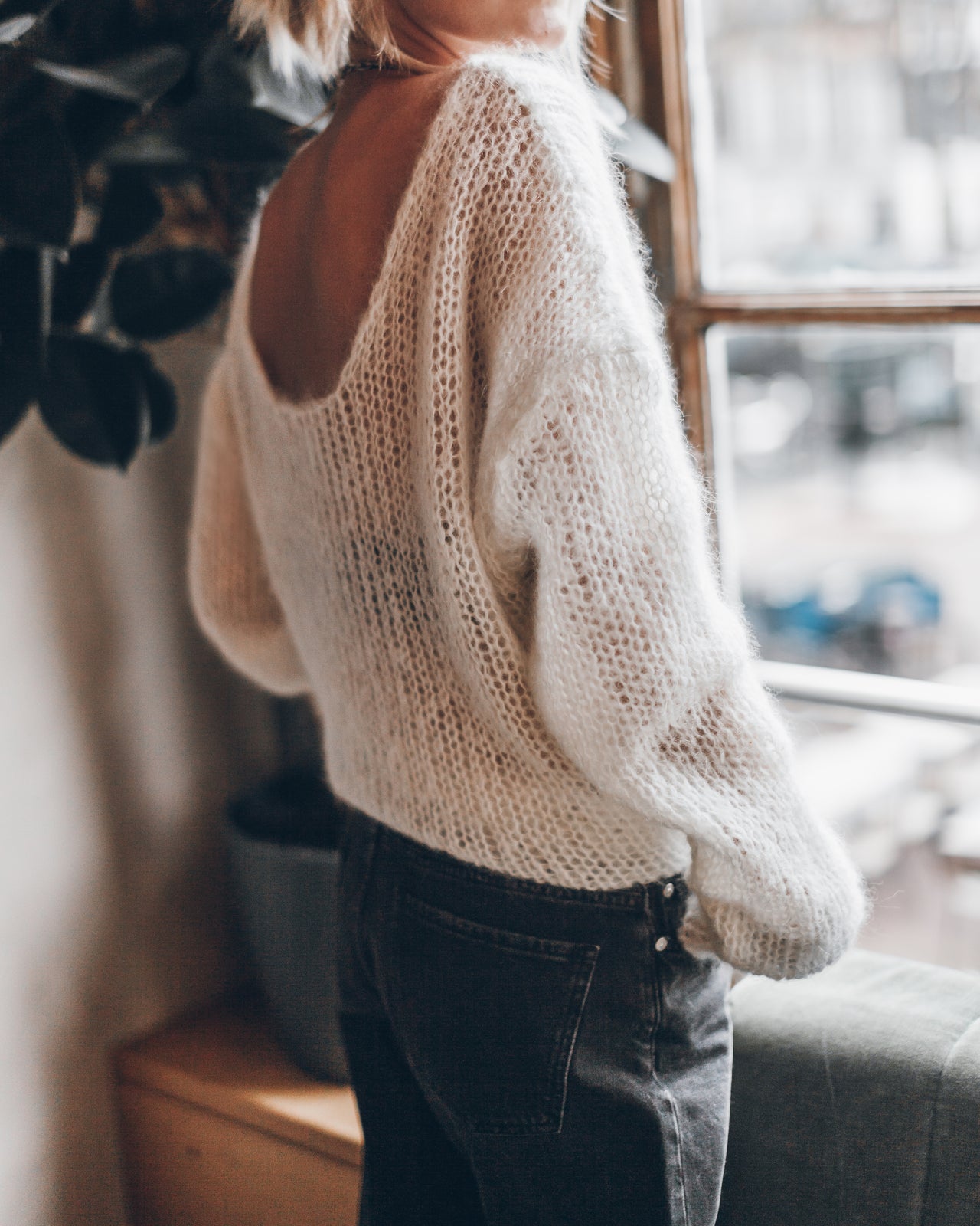 The White Mohair Knitted Sweater