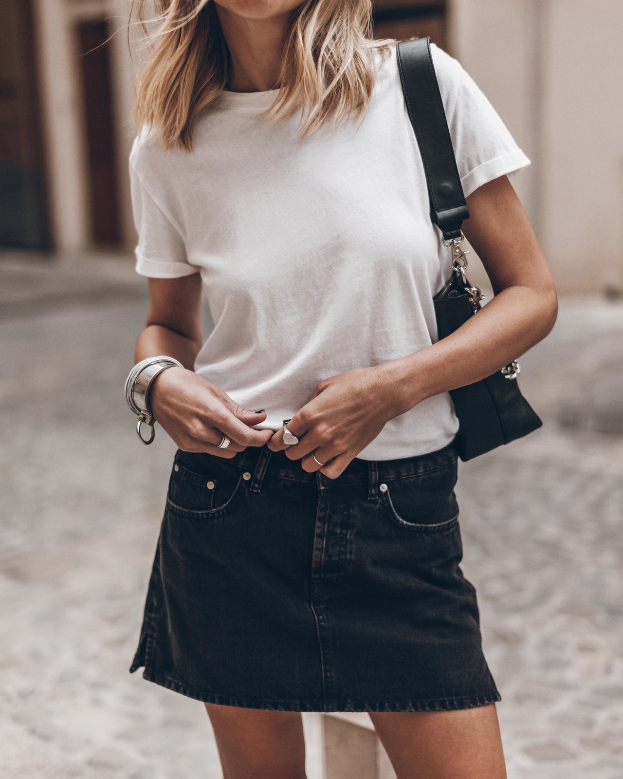 The Black Denim Mini Skirt