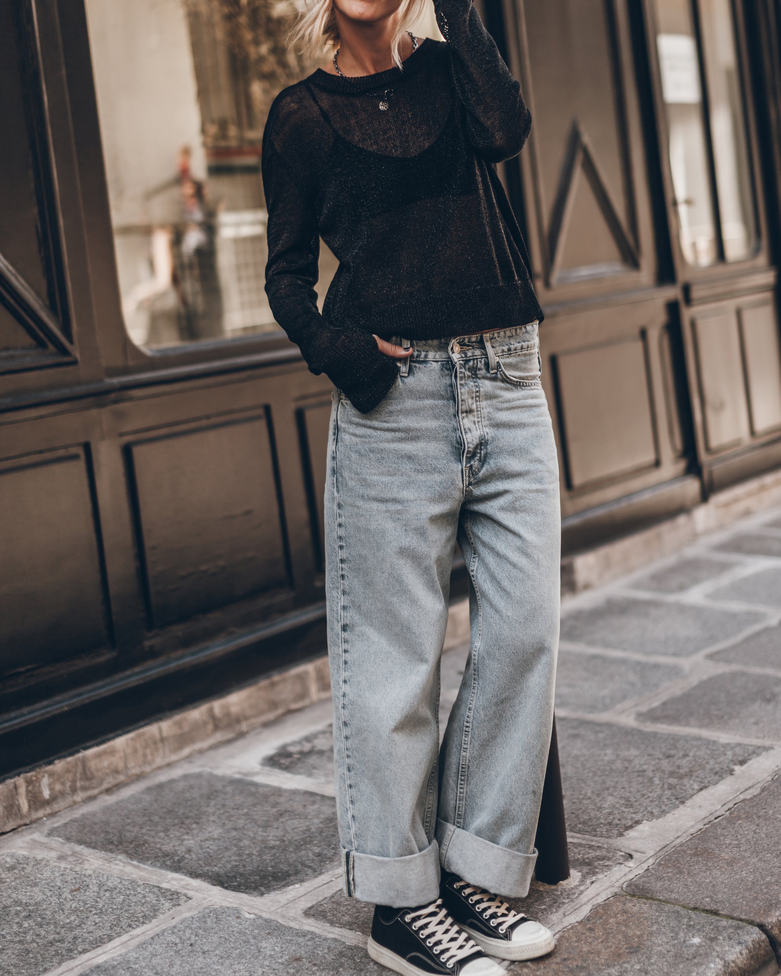The Black Metallic Knitted Sweater