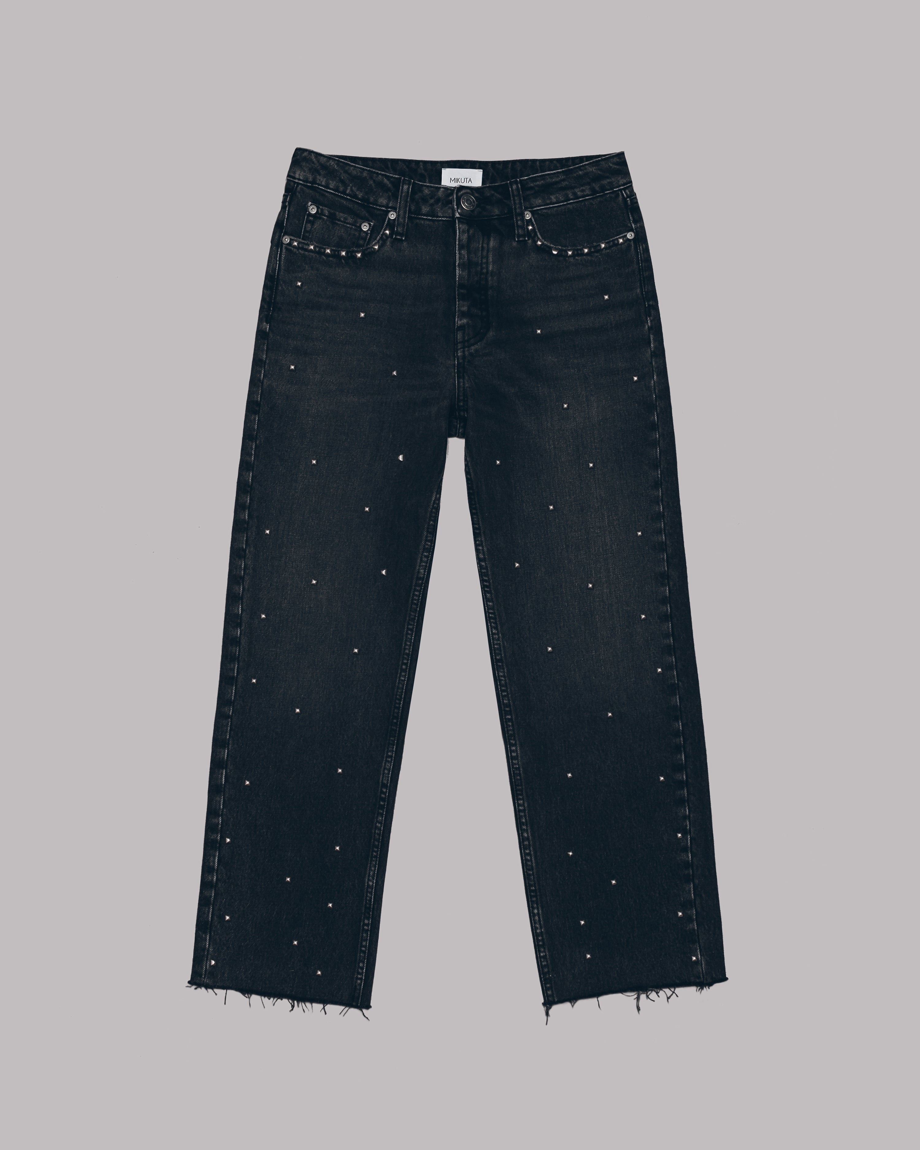 The Black Studded Cropped Straight Jeans