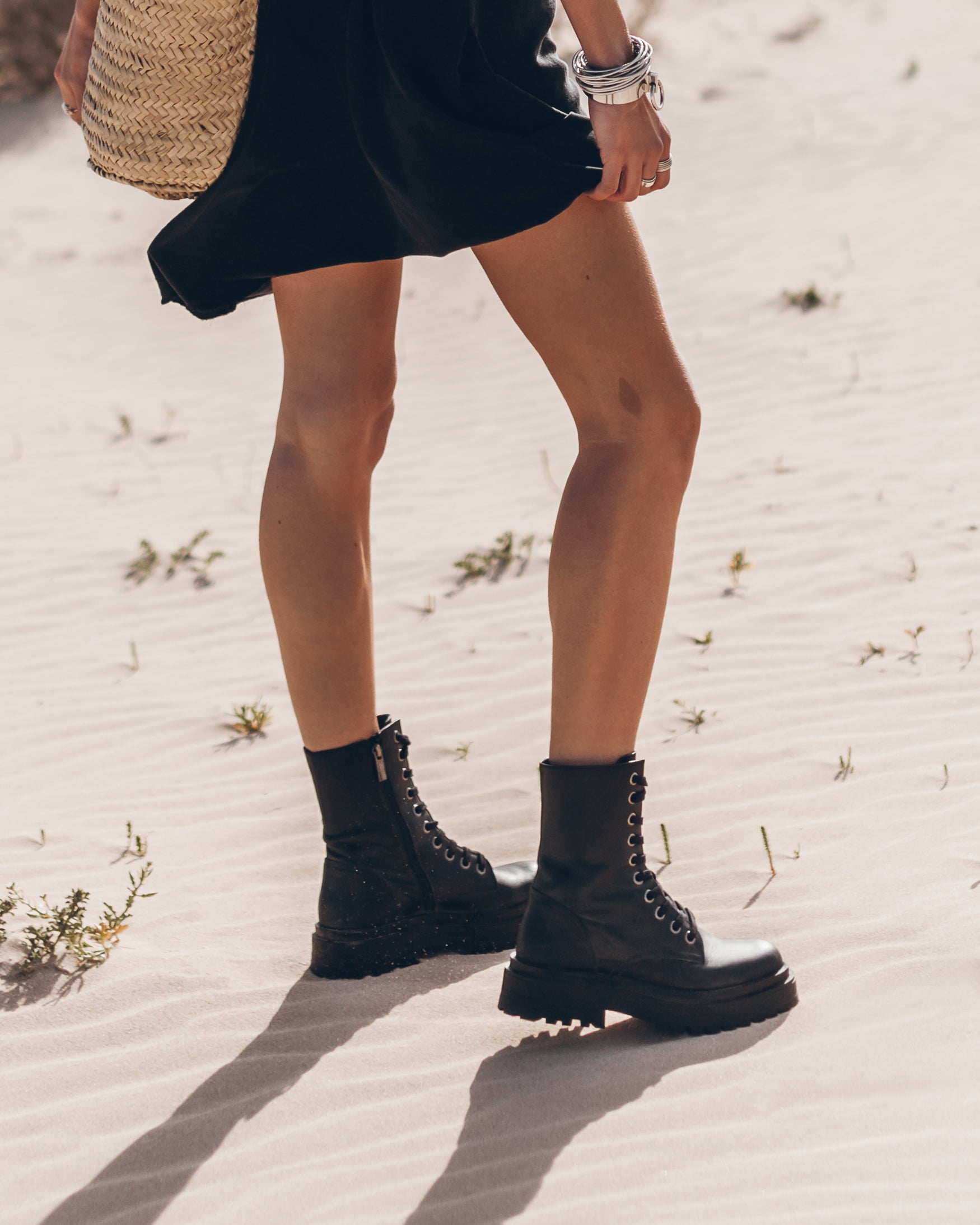 MIKUTA The Black Laced Leather Boots