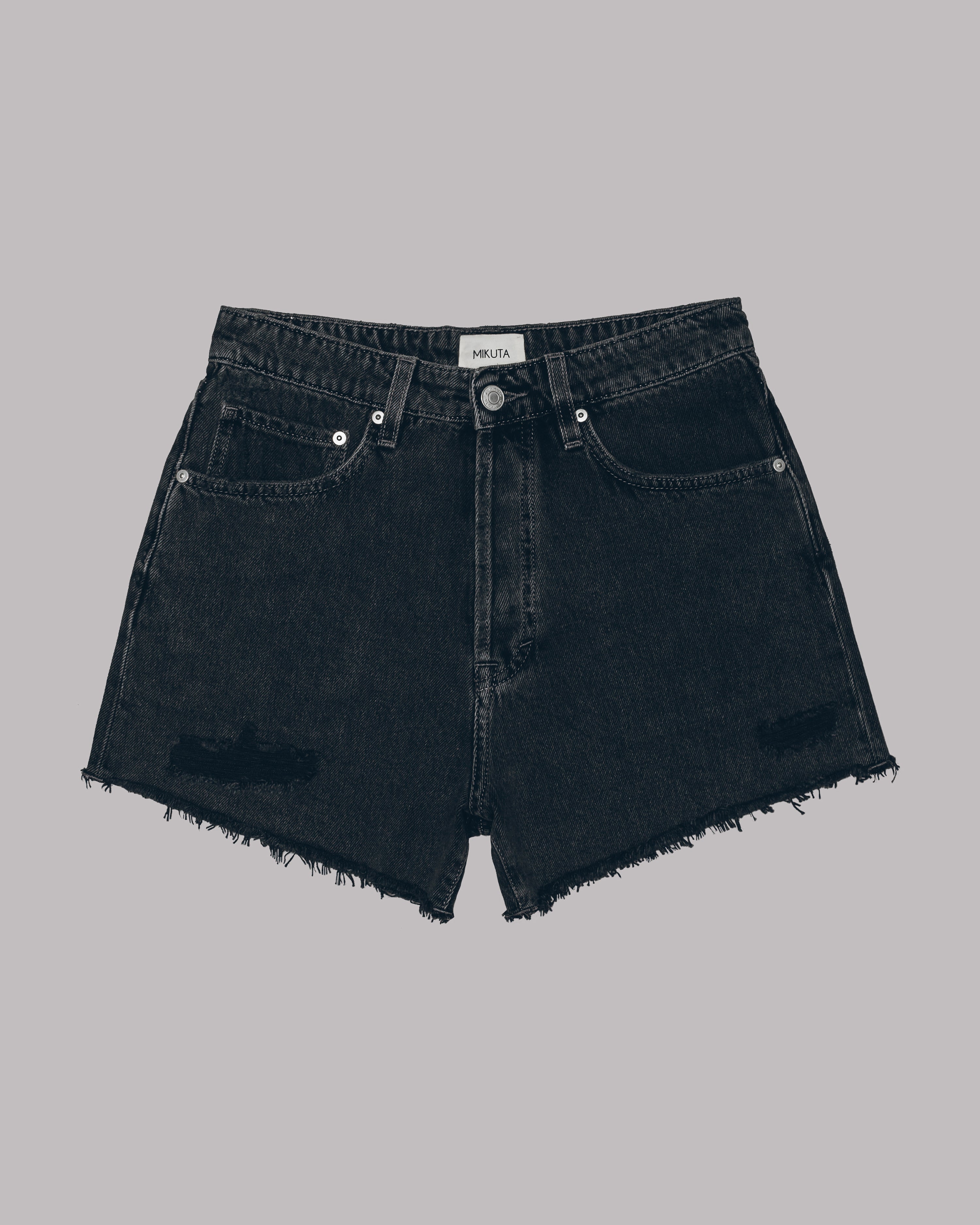 High-Waisted Ripped Black Non-Stretch Jean Shorts for Girls | Old Navy