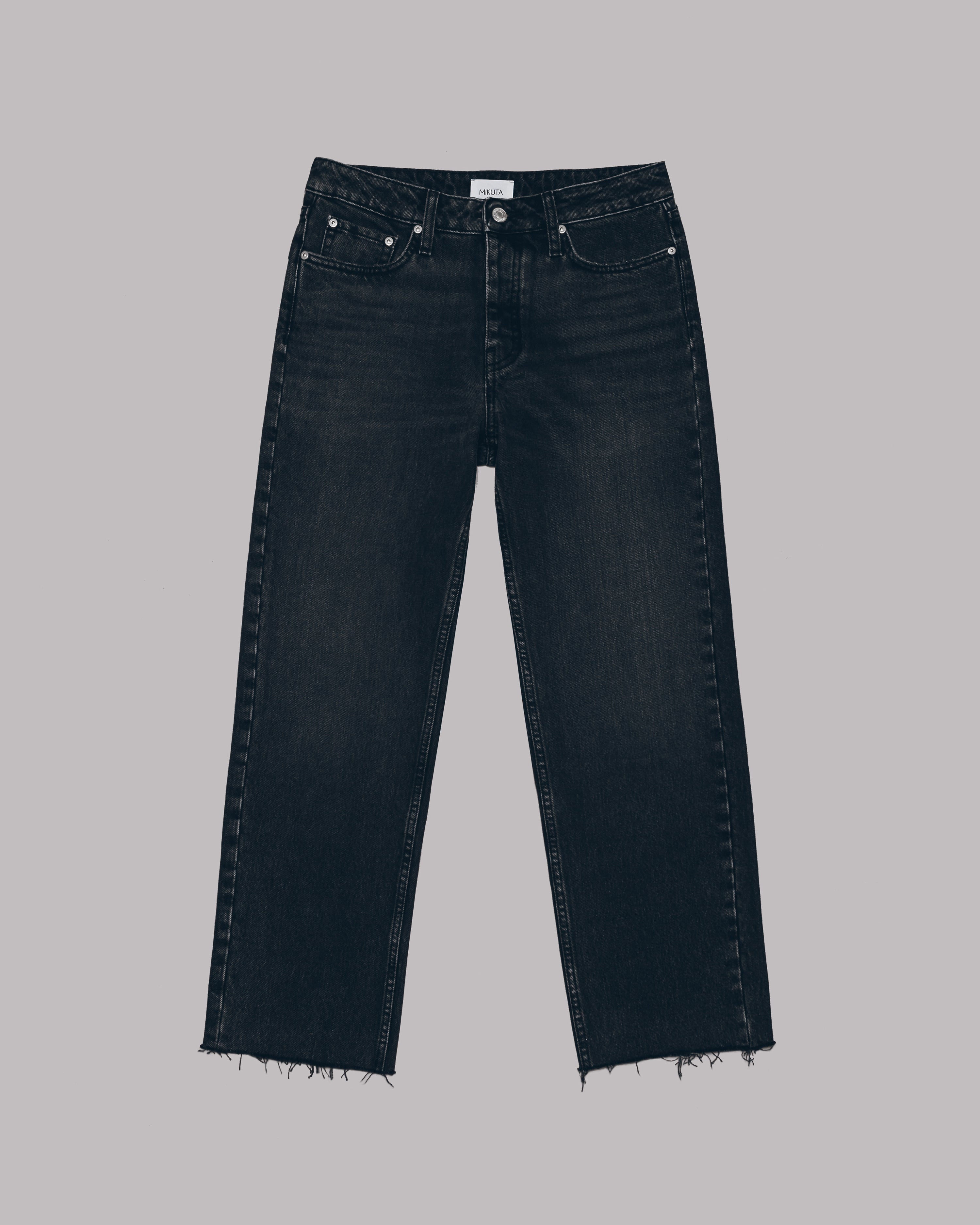 MIKUTA The Black Cropped Straight Jeans