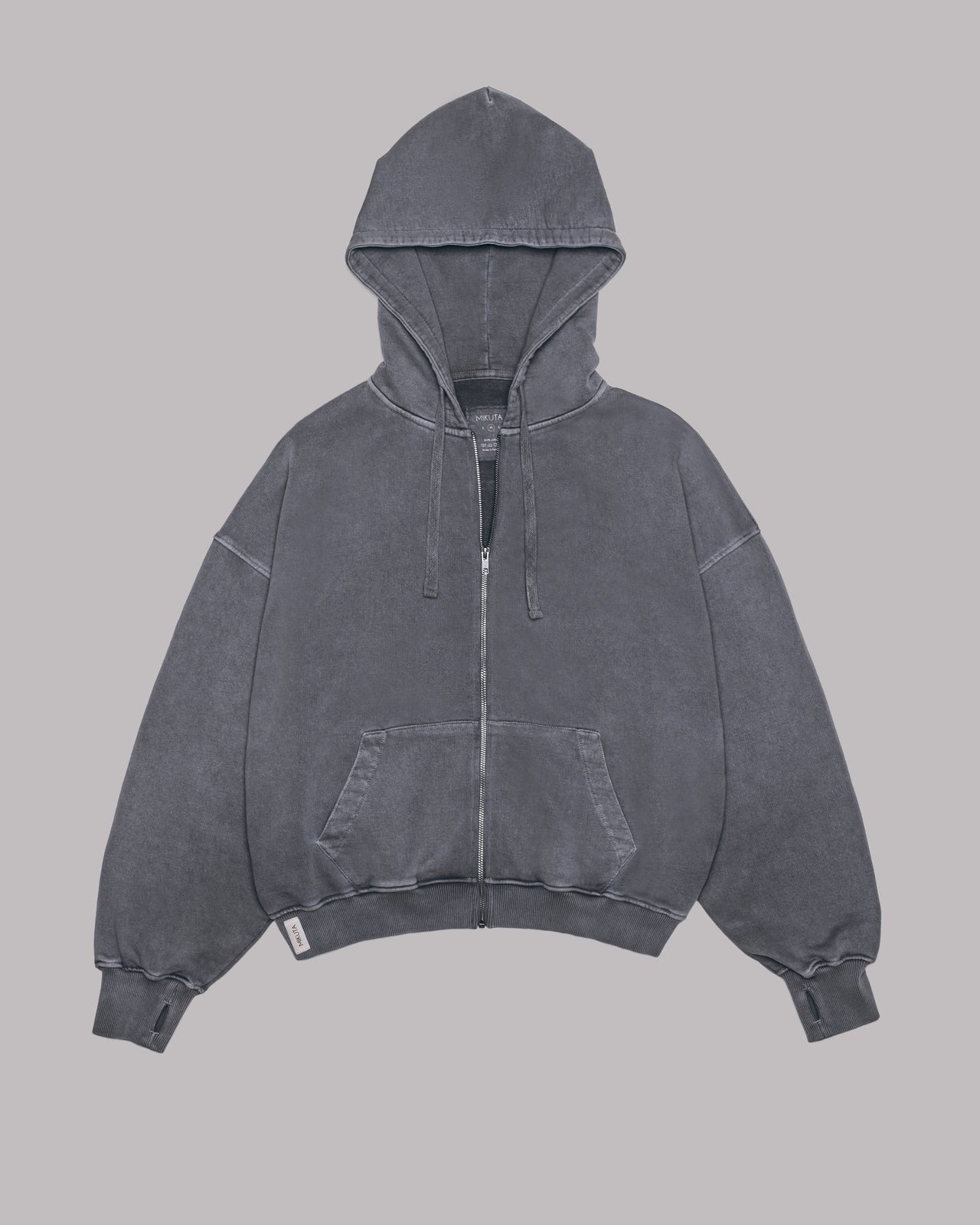 MIKUTA The Stone Grey Zipped Hoodie