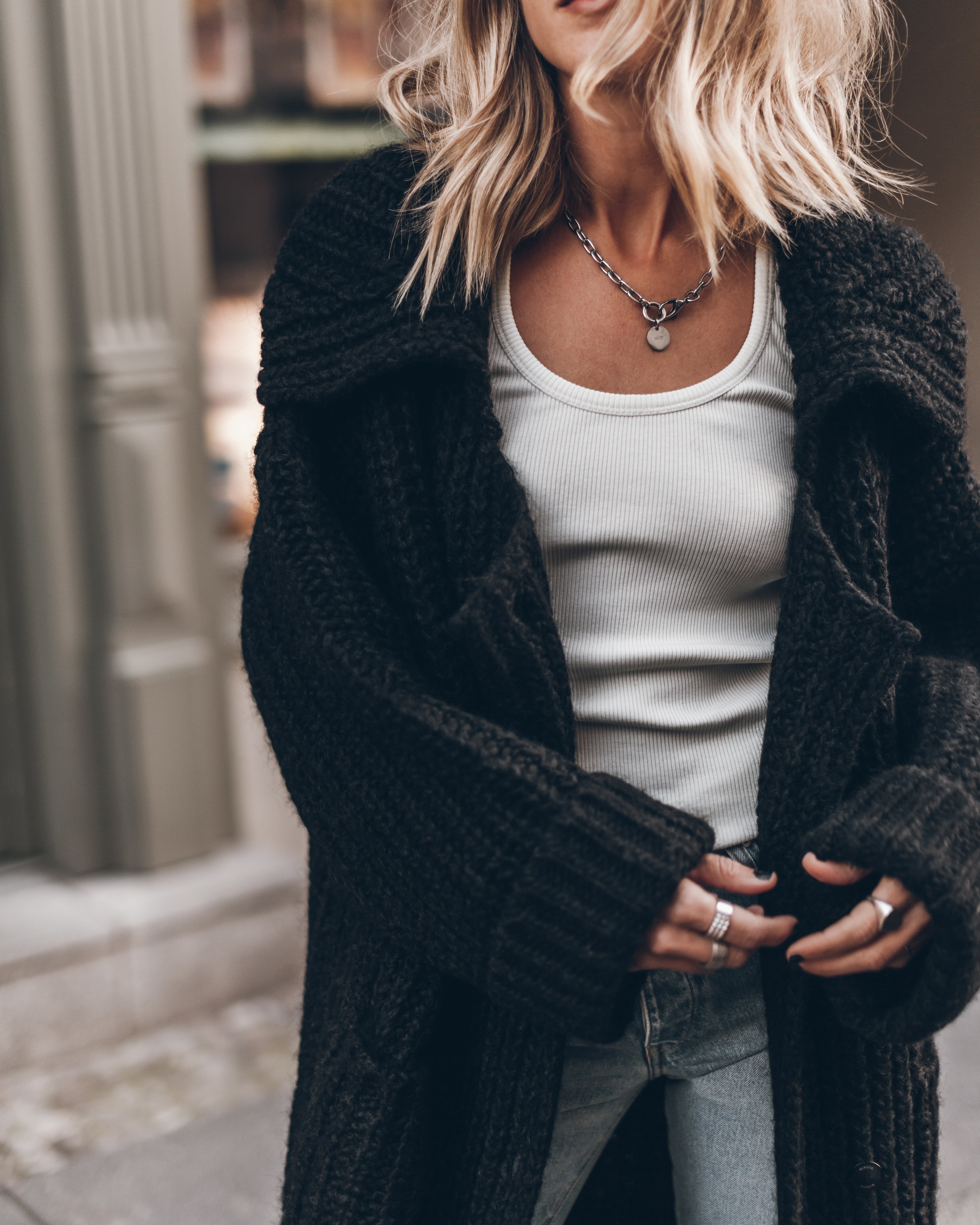 The Dark Long Knitted Cardigan