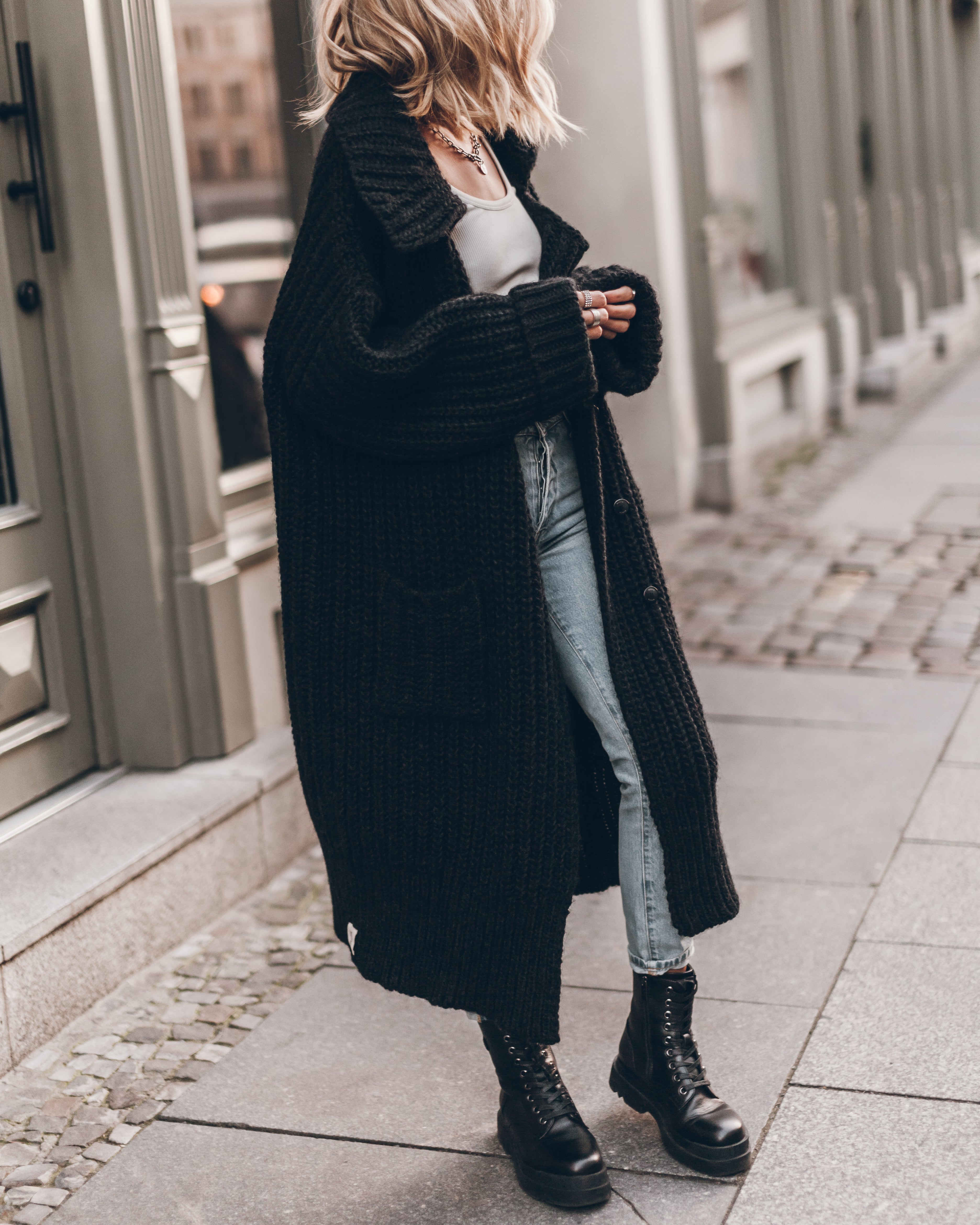 The Dark Long Knitted Cardigan