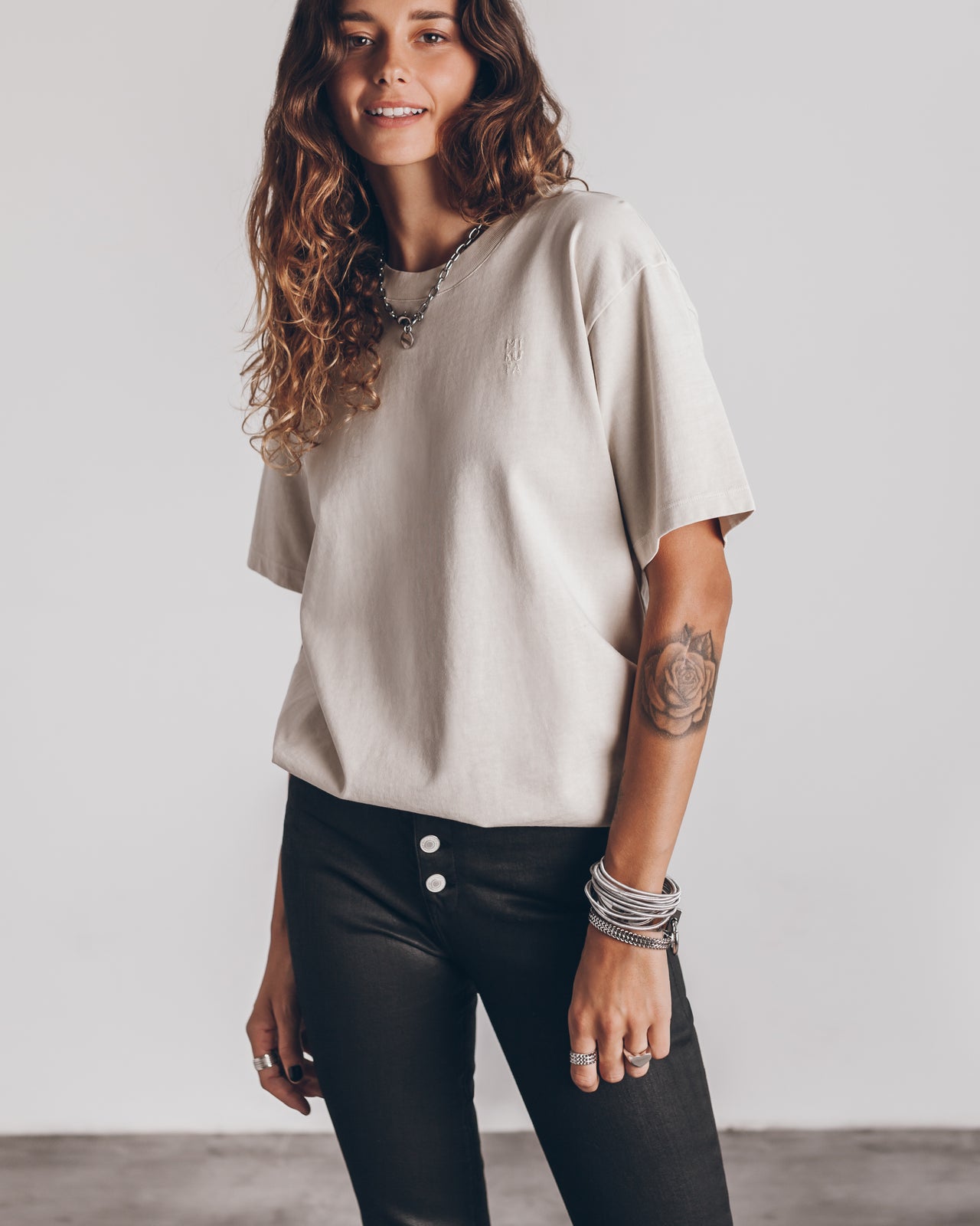 The Beige Embroidered Logo T-shirt