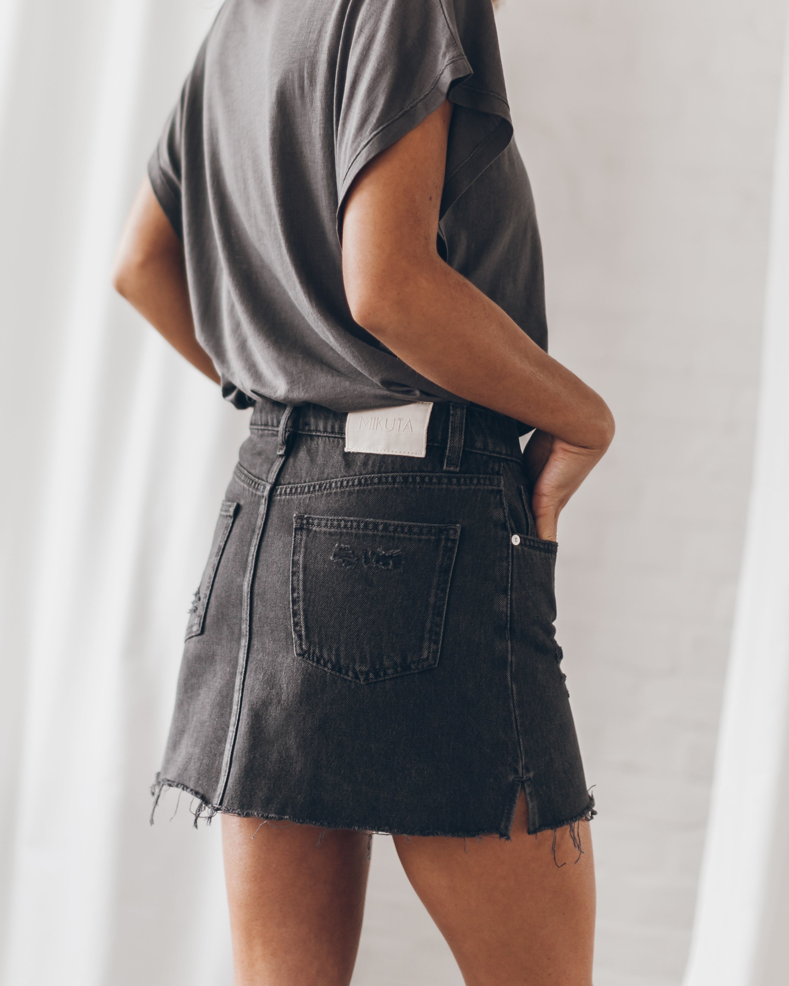 MIKUTA The Black Denim Skirt