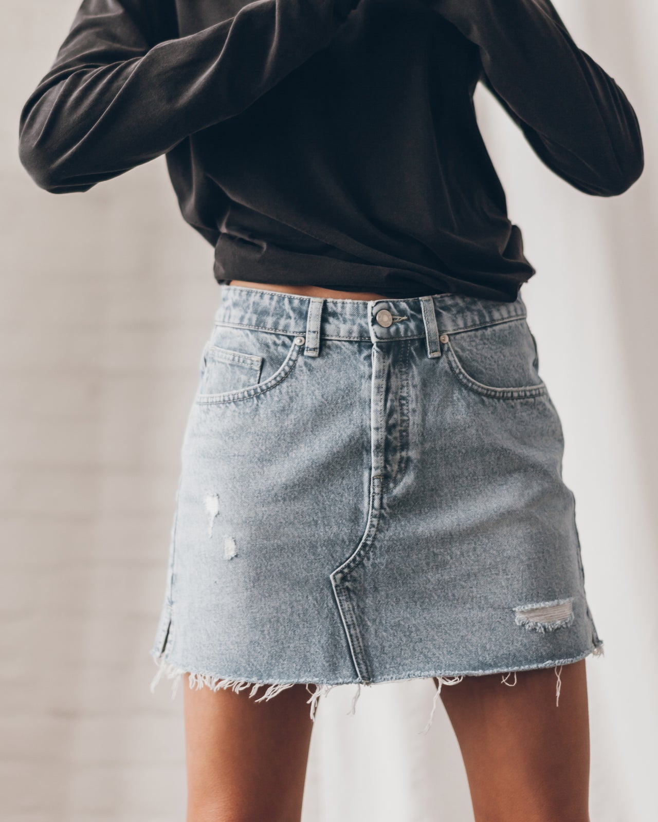 The Blue Slit Denim Skirt