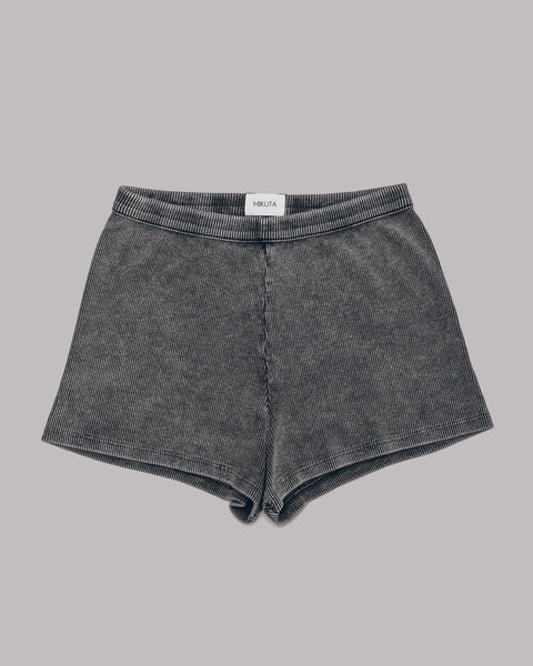 パンツ CRANK  Ribbed micro shorts_Charcoal MIKUTA | The Dark Ribbed Shorts